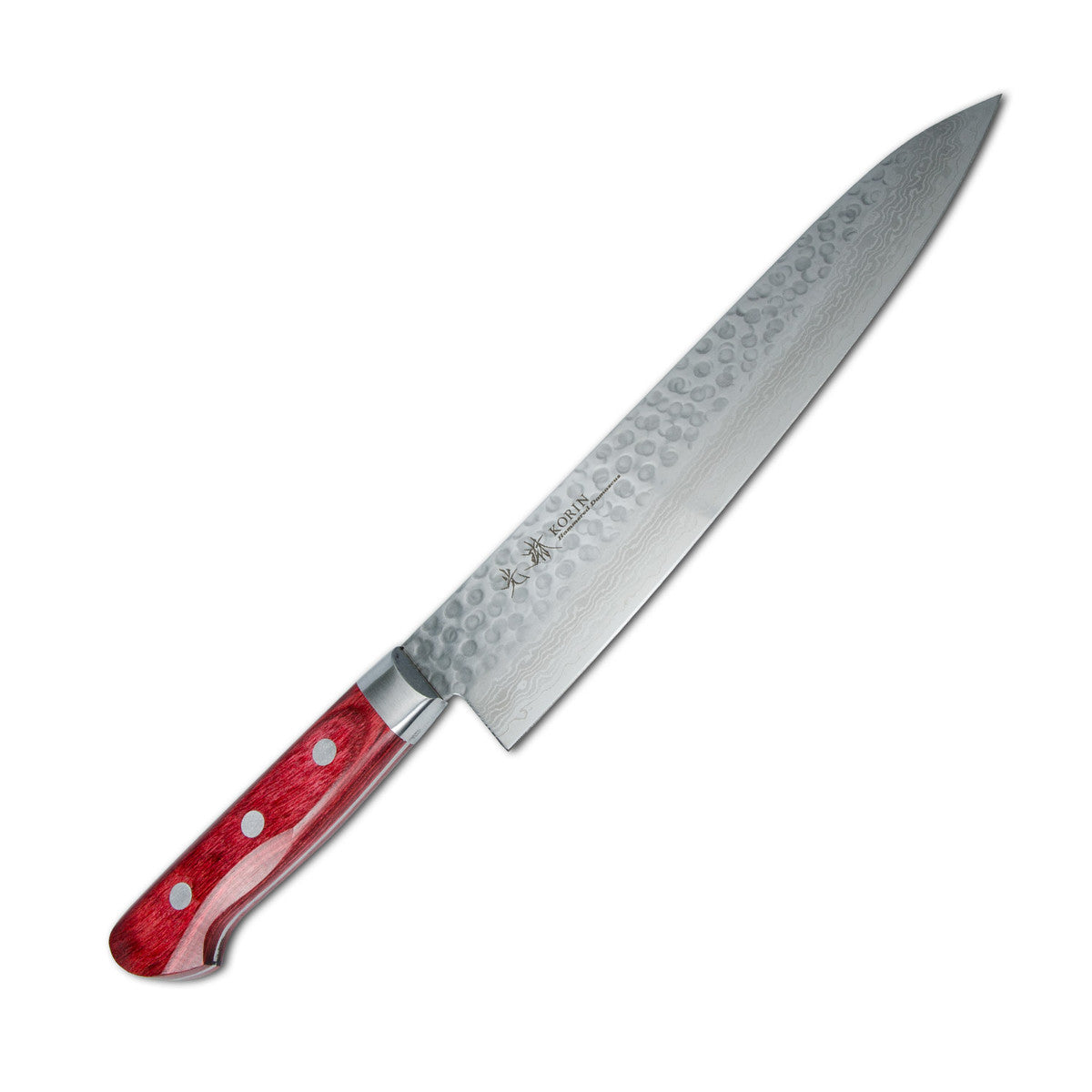 Premium Korin Tsuchime Hammered Damascus Gyutou 210mm Japanese Chef Knife - High Carbon Steel, Razor Sharp Blade for Sushi, Meat Cutting & Professional Kitchen Use