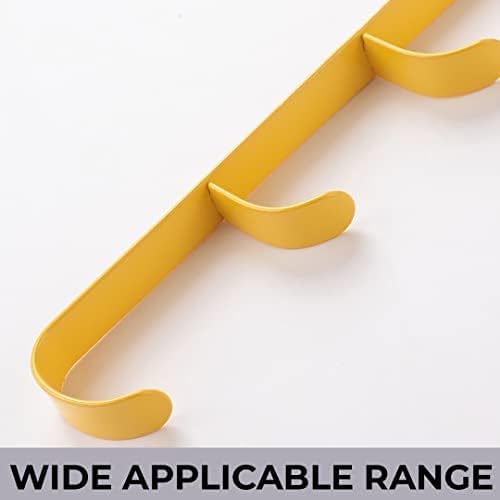 Kuber Industries 5-Tier Over The Door Hanger - Space Saving Clothes Organizer & Multipurpose Towel Rack with Durable Iron Spray Coating - Easy Install Interchangeable Hooks for Bathroom, Bedroom, Closet Organization (Yellow, Model ZT-3115) | Perfect for Small Spaces, Dorm Rooms & Apartment Storage Solutions