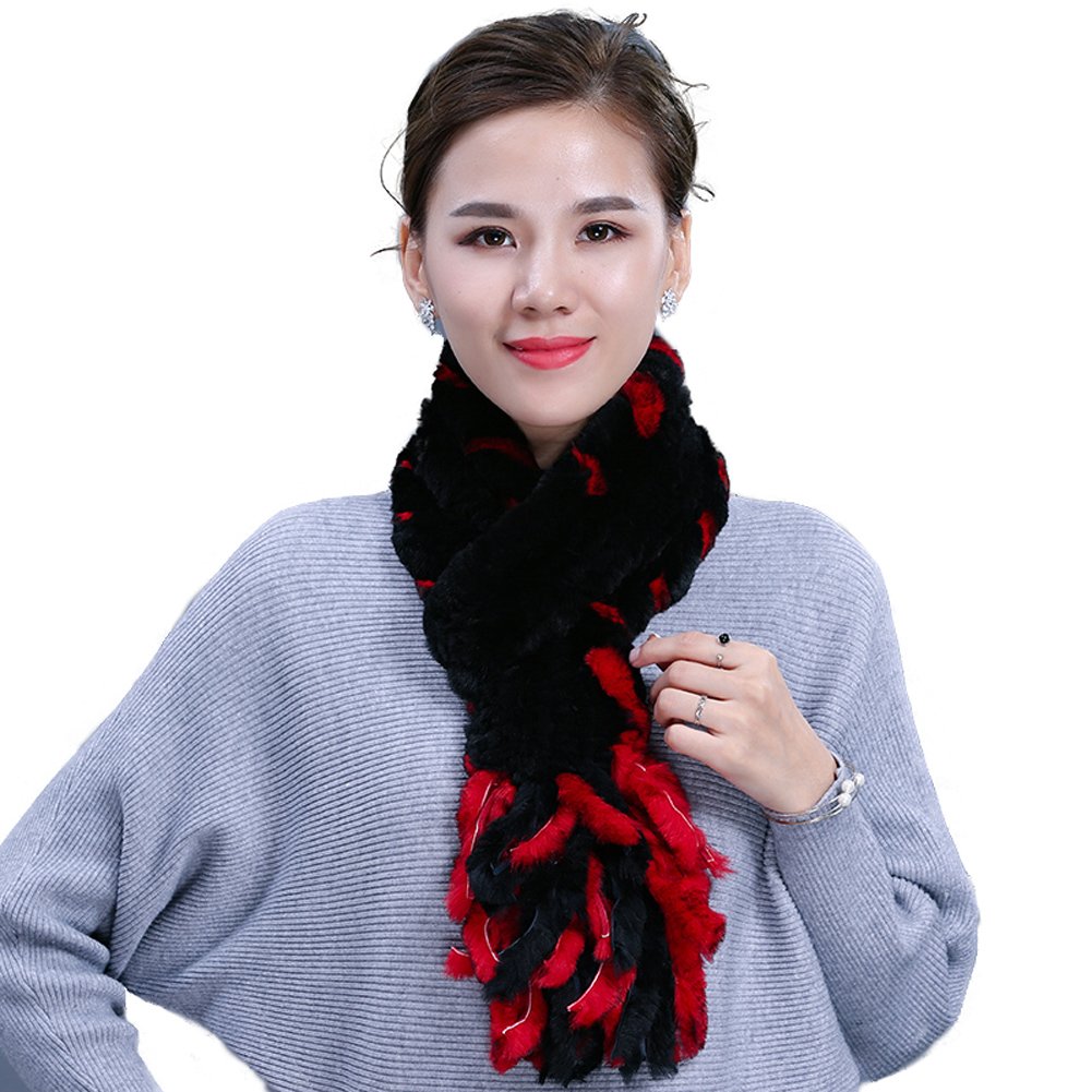 MINGXINTECH Women's Rabbit Fur Scarf - Long Warm Winter Fashion Shawl with Tassels - Cozy Soft Wrap for Cold Weather, Outdoor Activities & Holiday Gifts