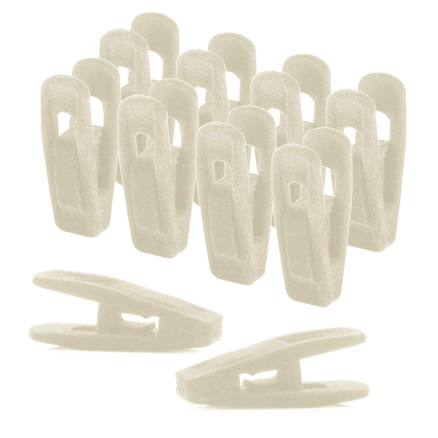 Velvet Clips 20 Pack - Durable Non-Breaking Material, Compatible with Our Brand & Your Existing Velvet Hangers, Ideal for Hanging Various Clothes (Ivory) - Perfect for Wardrobe Organization & Space Saving