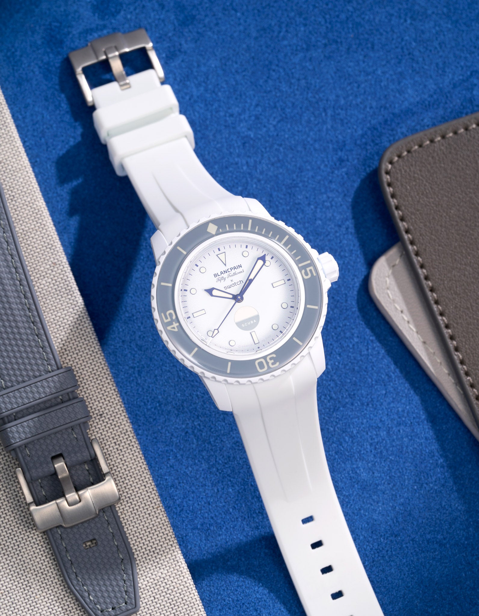 Blancpain x Swatch White Curved Rubber Watch Strap - Durable & Comfortable for Sports, Swimming & Everyday Wear