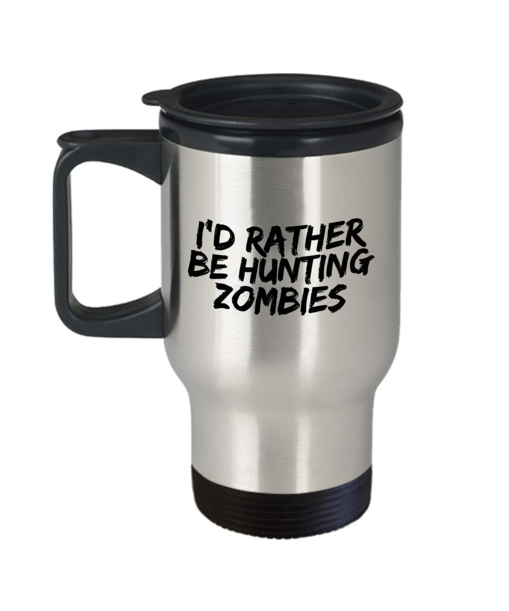 14oz Zombie Hunting Insulated Travel Mug - Novelty Coffee Cup for Camping, Gifts & Outdoor Adventures | BPA-Free Stainless Steel