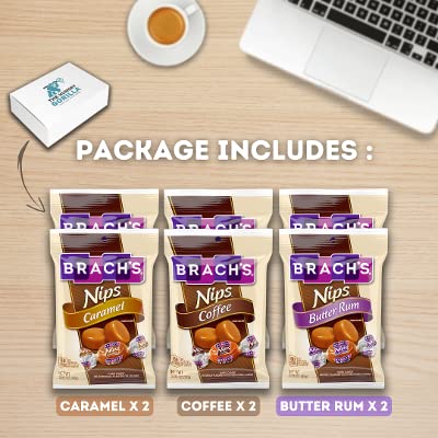 Brachs Nips Variety Pack - 6 Bags (3.25 oz Each) with 3 Delicious Flavors - Perfect for Halloween Candy, Office Snacks & Party Favors