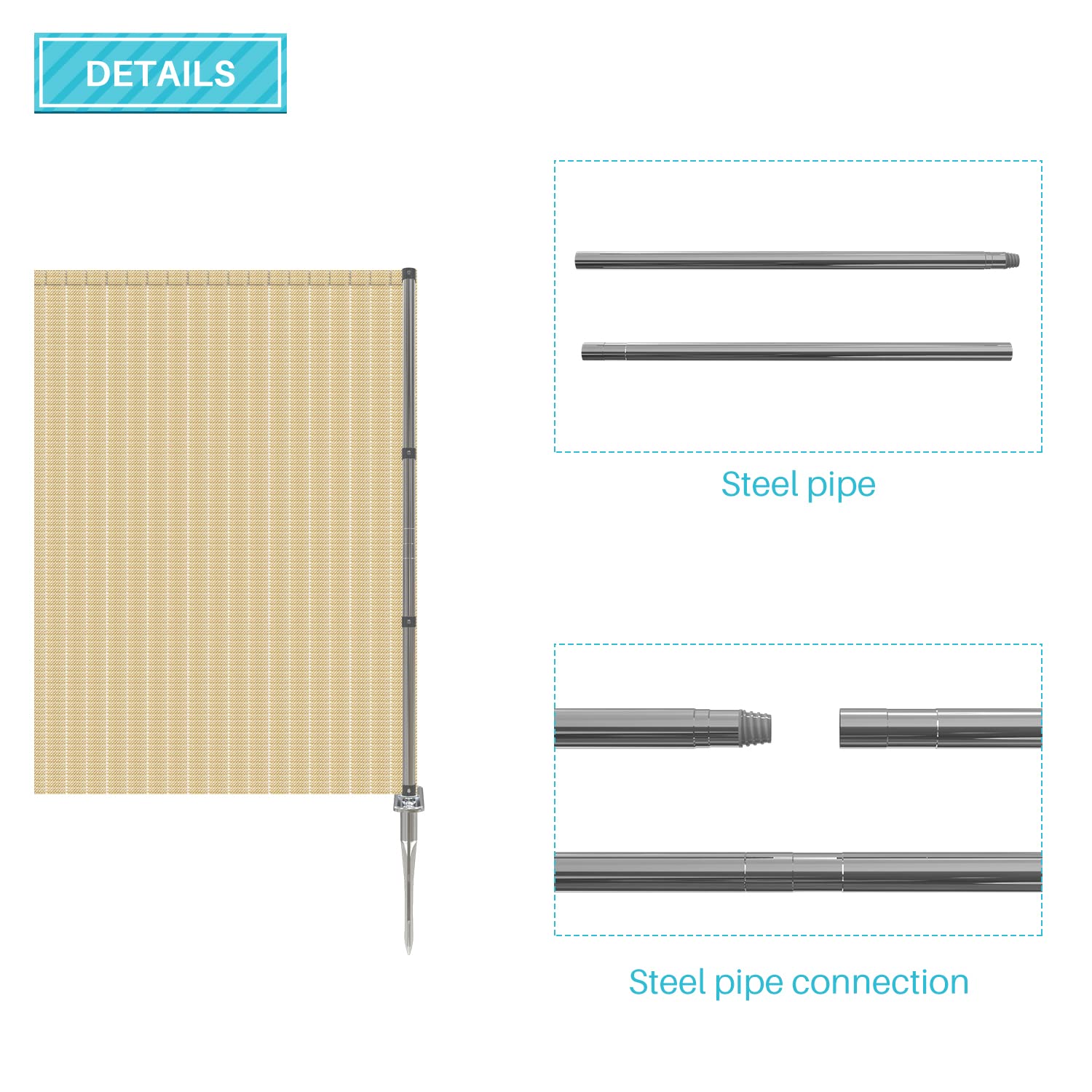 Coarbor 4'x10' Outdoor Removable Privacy Fence Panel - Beige Hollow Design for Pool Safety, Dog Yard, Chicken Coop & Vegetable Garden Protection | Durable Backyard Barrier with Spikes & Poles | Perfect for Patio, Deck and Property Borders