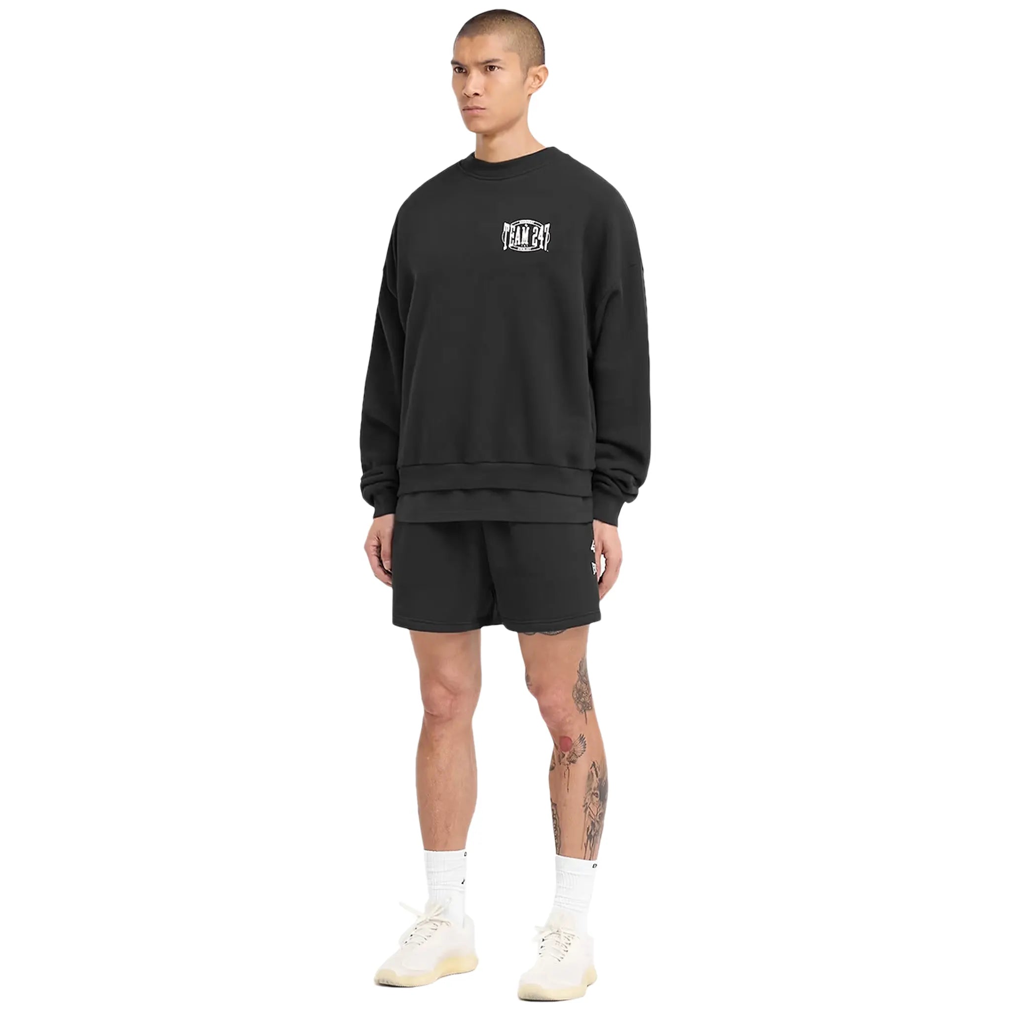 Represent 247 X Everlast Training Camp Boxy Off Black Sweatshirt - Men's Oversized Hoodie for Gym & Streetwear Fashion