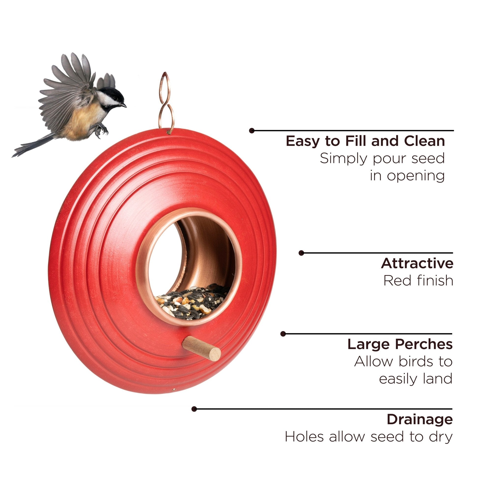 Mojave Fly Thru ™ Bird Feeder - Premium Outdoor Bird Feeder for Wild Birds, Garden & Backyard Decor - Attracts Cardinals, Finches & Hummingbirds - Perfect for Bird Watching & Nature Lovers