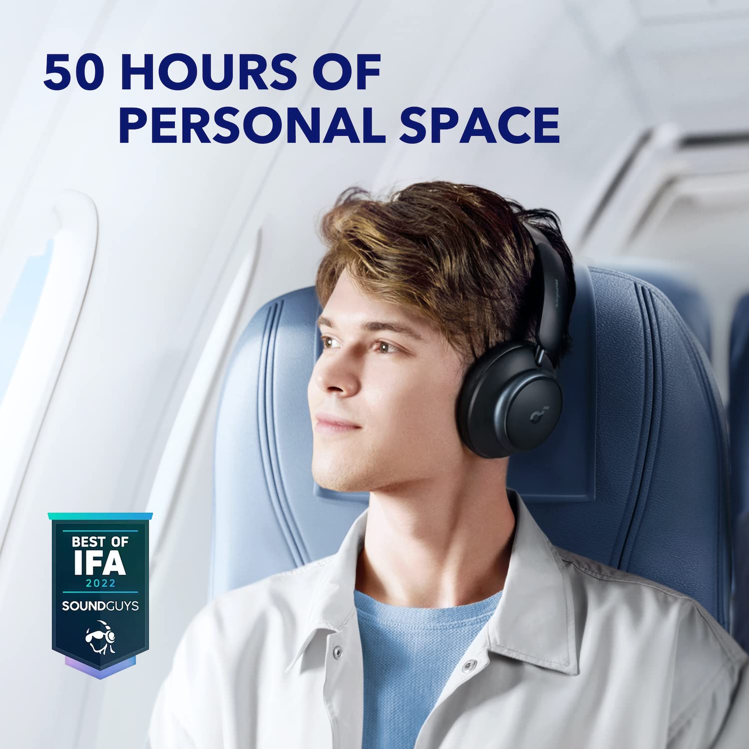 Soundcore by Anker Space Q45 Wireless Headphones with 98% Noise Cancelling, 50H Battery Life & Hi-Res Audio - Perfect for Travel, Work & Gym (Bluetooth 5.3, App Control, Comfort Fit, Clear Calls)