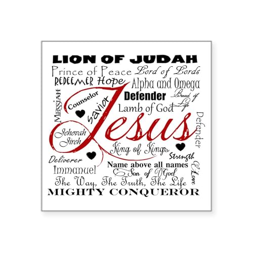 White - the Name of Jesus Square Sticker 3 X 3