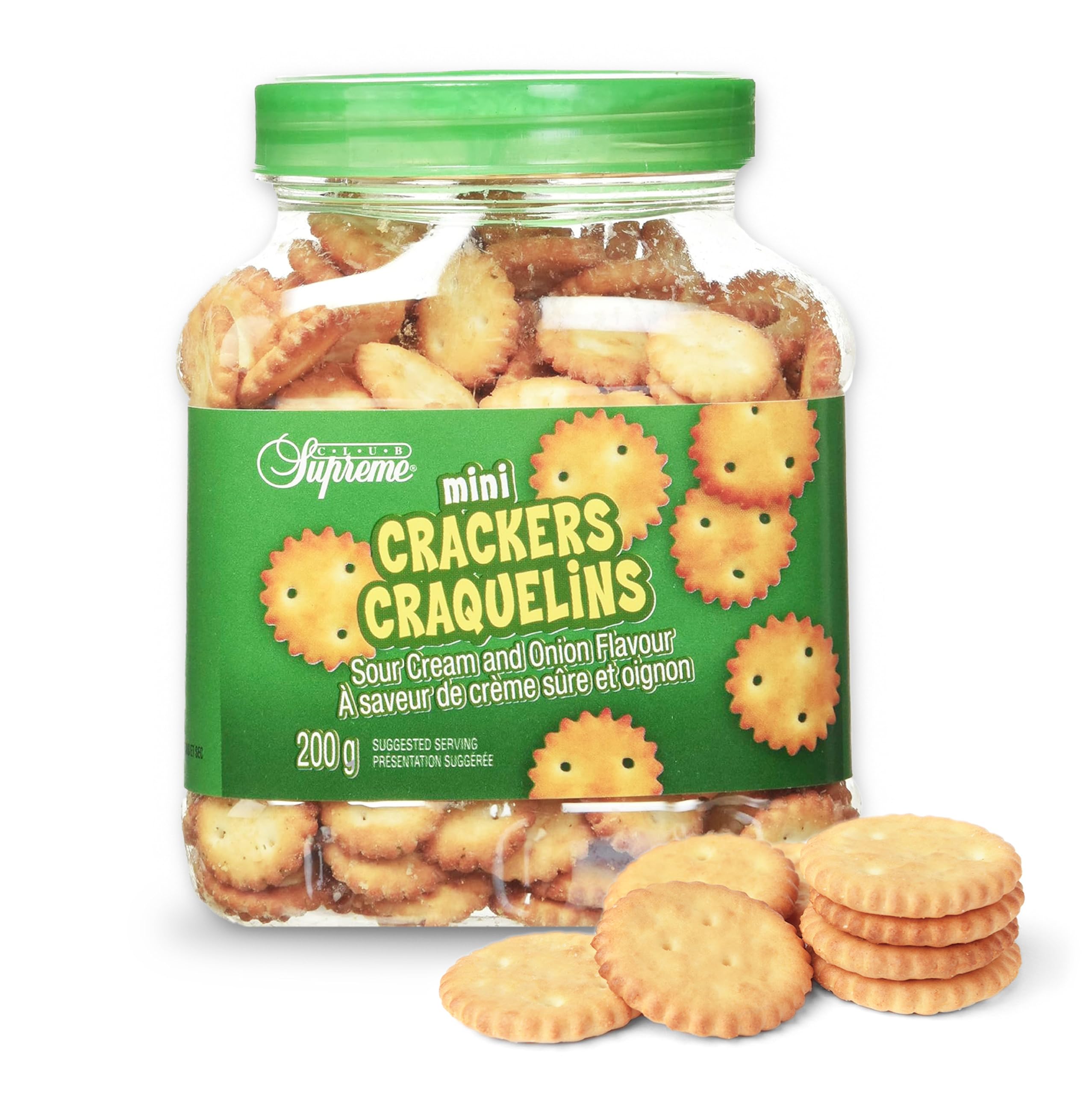 Club Supreme Premium Mini Crackers - Sour Cream & Onion Flavor, Buttery Crispy Snacks (200g) | Perfect for Parties, School Lunches & On-the-Go Snacking