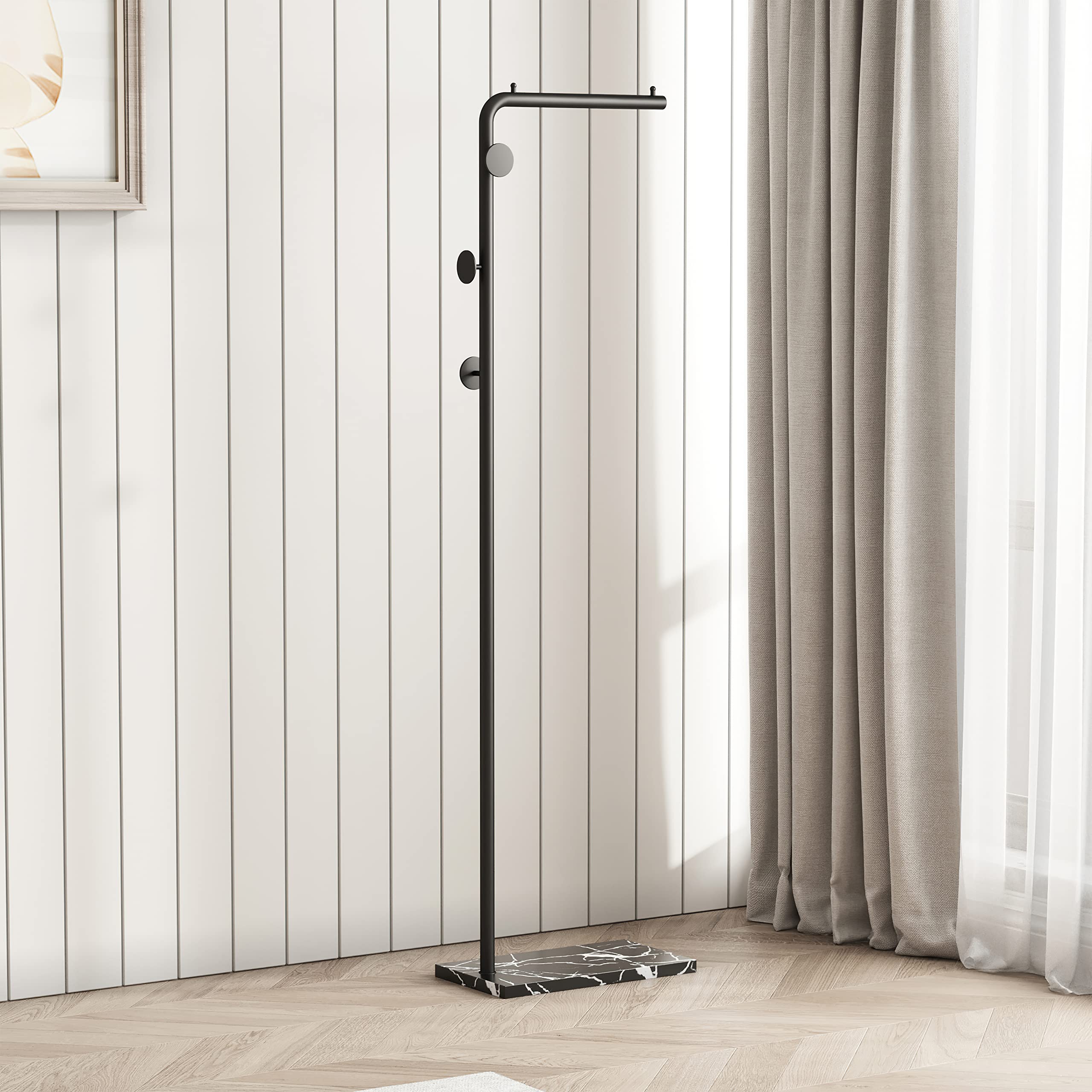 Premium Metal Coat Rack with Marble Base - Sturdy Freestanding Hat & Jacket Hanger with High-End Hooks - Easy Assembly for Entryway, Bedroom, or Office Organization