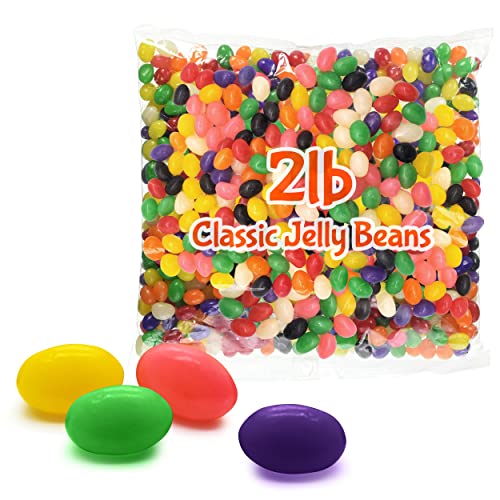 Brach's Classic Jelly Beans 2LB Bulk Candy Bag - Assorted Fruity Flavors Easter Candy for Parties, Candy Bowls, Gift Baskets & Holiday Treats - Perfect for Easter Celebrations, Office Snacks & Birthday Party Favors