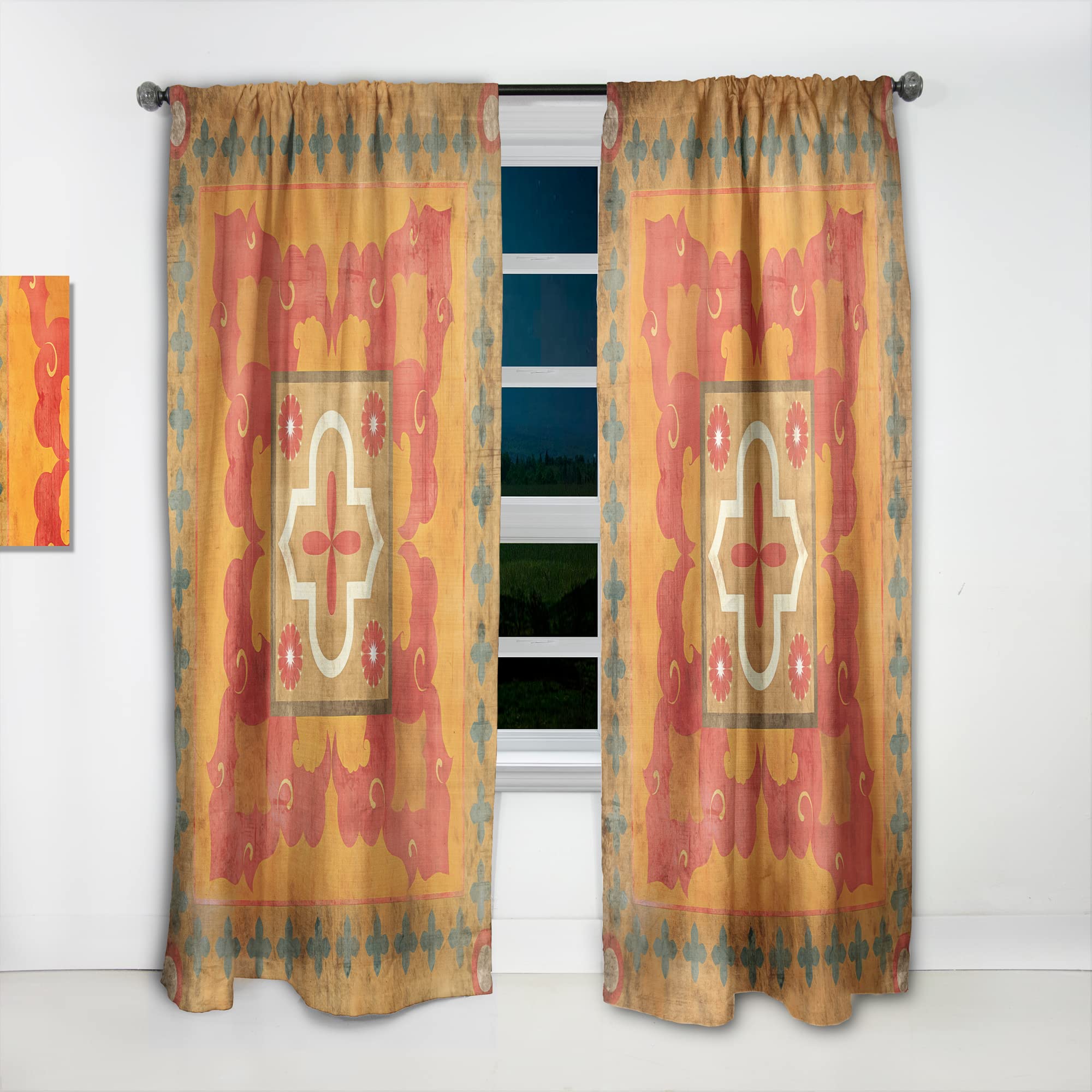 DesignQ Moroccan Orange Tiles Collage III Thermal Insulated Curtain Panel - 52x108 Inches - Bedroom & Living Room Window Drapes for Energy Efficiency & Privacy
