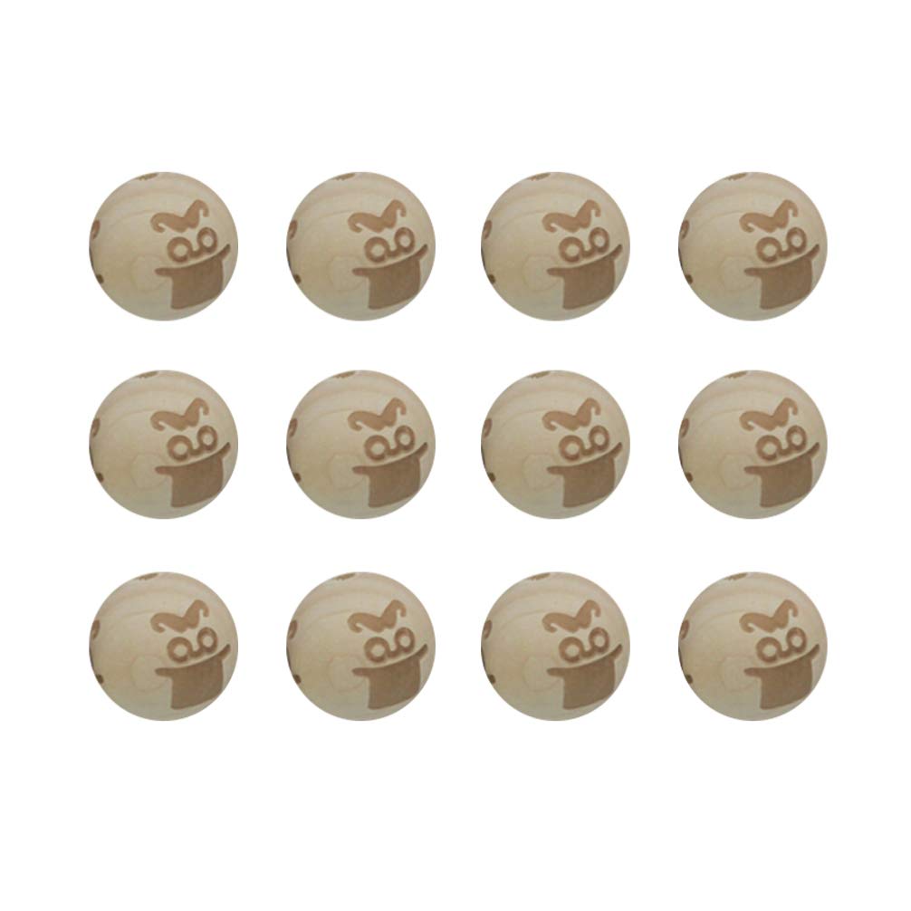 Milisten 20pcs 20mm Round Wooden Beads with Man Print - Unfinished Wood Spacer Beads for DIY Jewelry Making, Bracelets & Necklaces - Perfect for Crafting, Scrapbooking and Boho Style Accessories