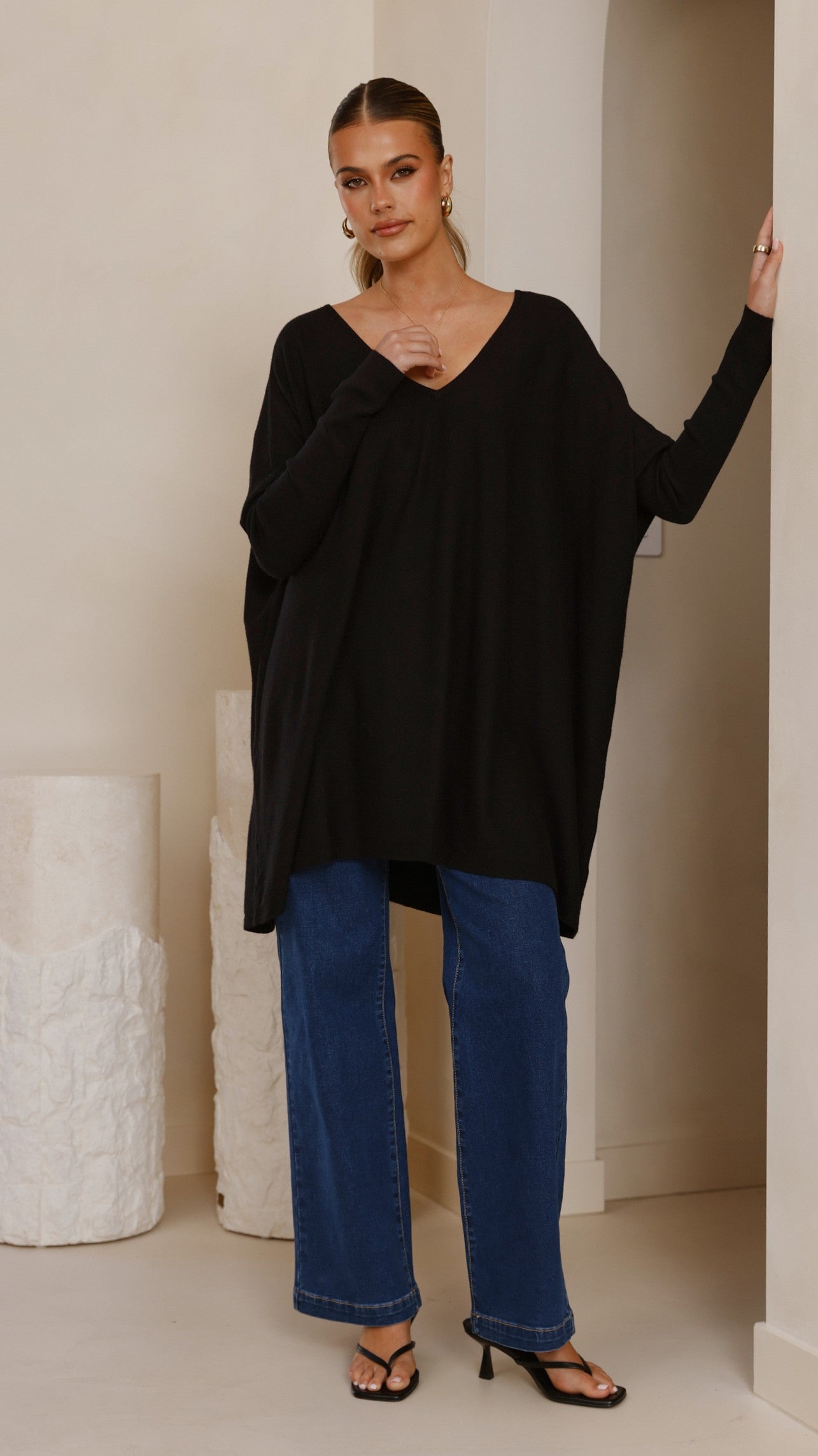 Amalia Knit Top for Women - Soft Stretch Casual T-Shirt, Black - Perfect for Everyday Wear, Office & Outings