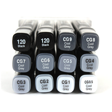 12-Piece Touch Twin Marker Set - Cool Grey | Dual-Tip Art Markers for Sketching, Drawing & Calligraphy | Perfect for Artists, Students & DIY Craft Projects
