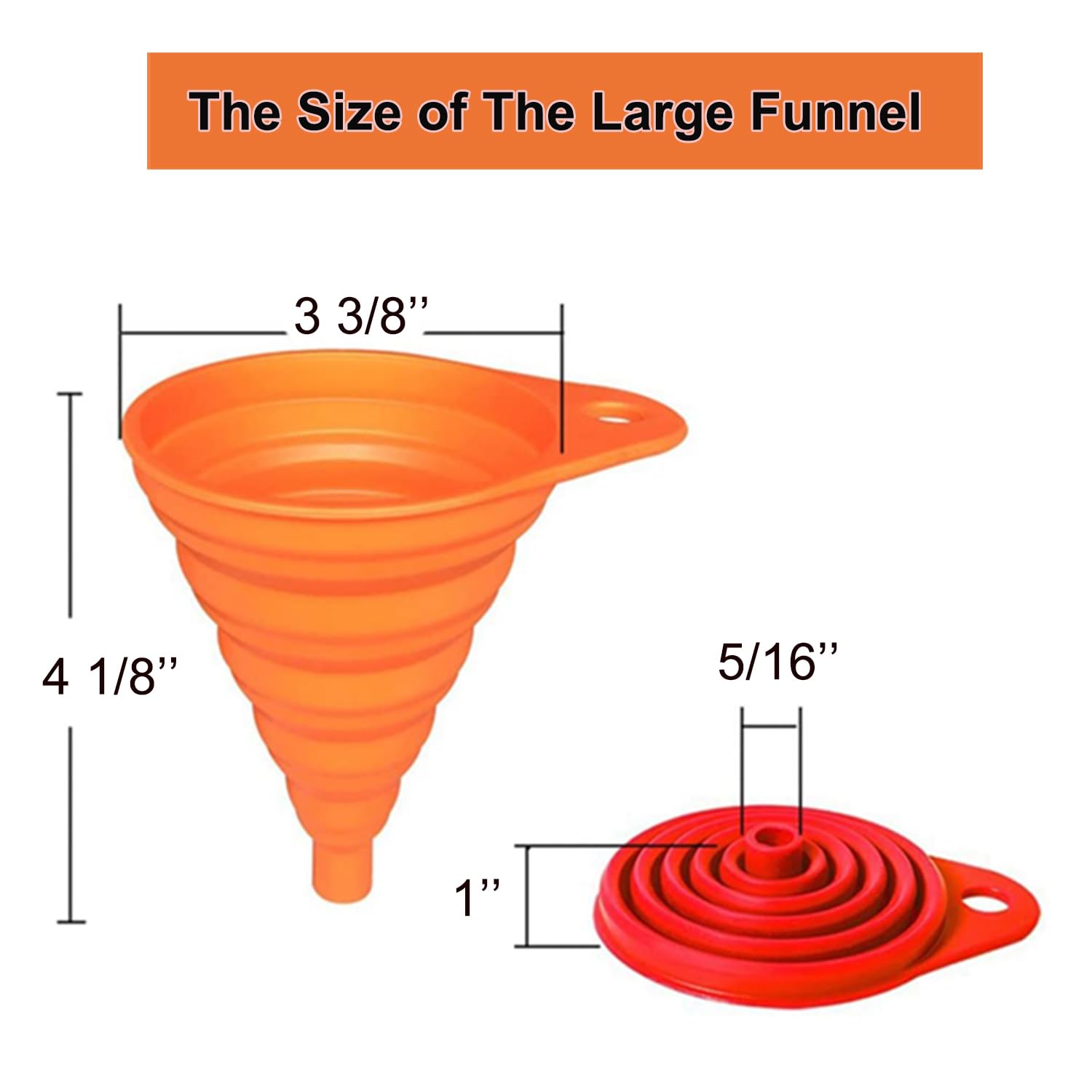 Premium Kitchen Funnel Set - 6 Pack Collapsible Silicone Funnels (Small & Large) | Food Grade, BPA-Free for Liquid Transfer, Bottle Filling & Cooking | Perfect for Home Kitchen, Camping & Baking Accessories