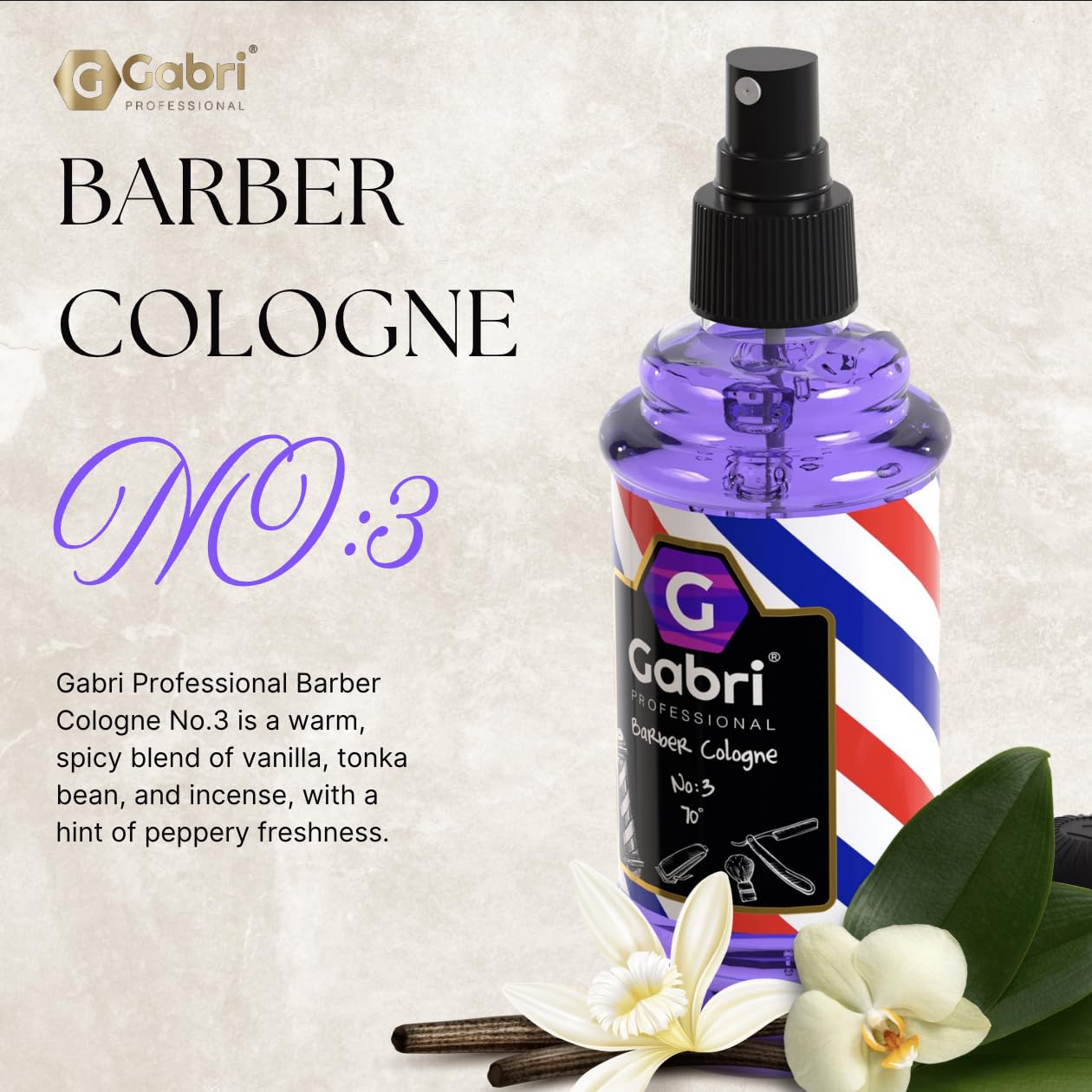 Premium Gabri Men's Cologne 250ml - Eau De Cologne & Aftershave with Vanilla, Tonka Bean & Frankincense - Barber Shop Scent for Relaxation & Refreshment - Perfect for Daily Wear, Special Occasions & Gifting