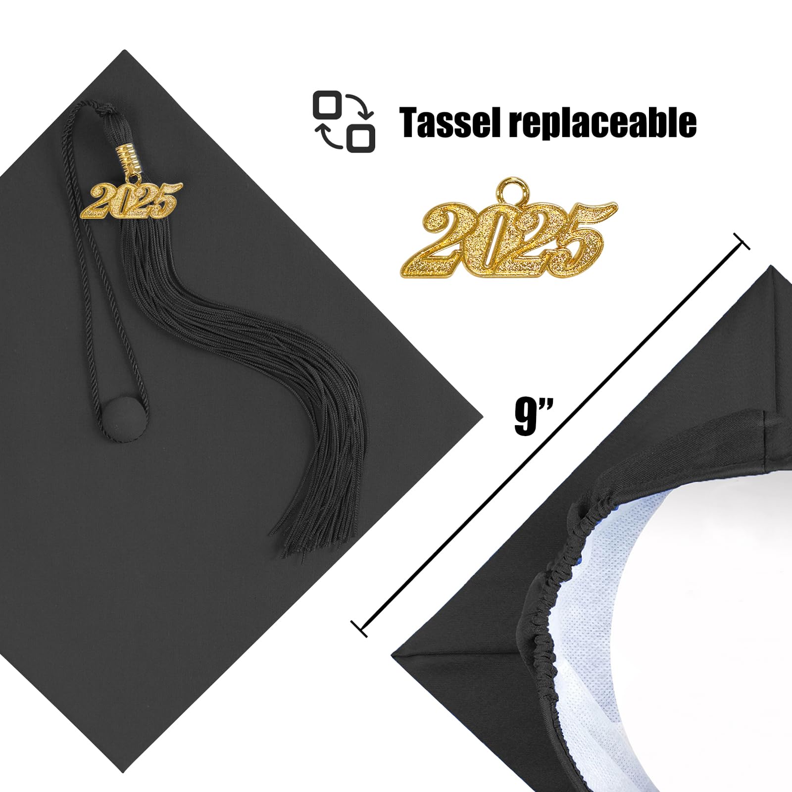 2025 Graduation Cap and Gown Set - 6Pcs Matte Finish with Tassel for High School & College Ceremonies | Perfect for Graduation Photos, Commencement & Academic Events
