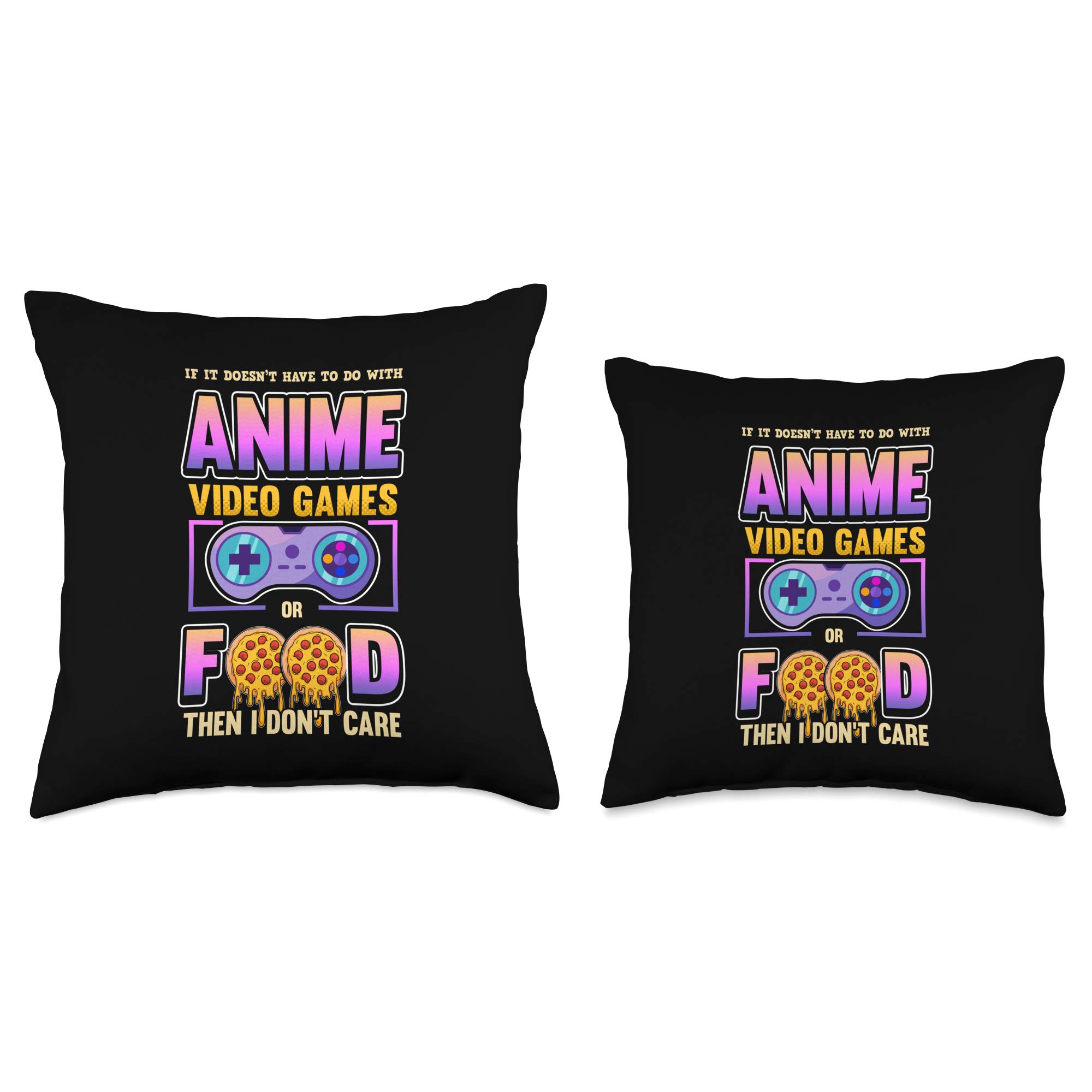 Anime Video Games & Food Themed Throw Pillow - Soft Decorative Cushion for Anime Fans, Gamers & Food Lovers - Perfect for Bedroom, Living Room & Gaming Setup