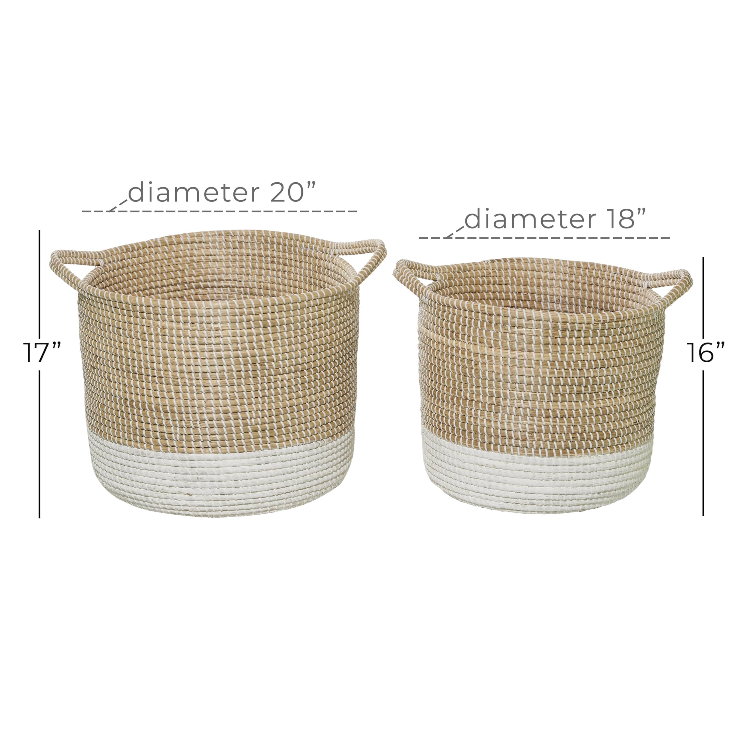 Deco 79 Handmade Seagrass Storage Basket Set of 2 - 18