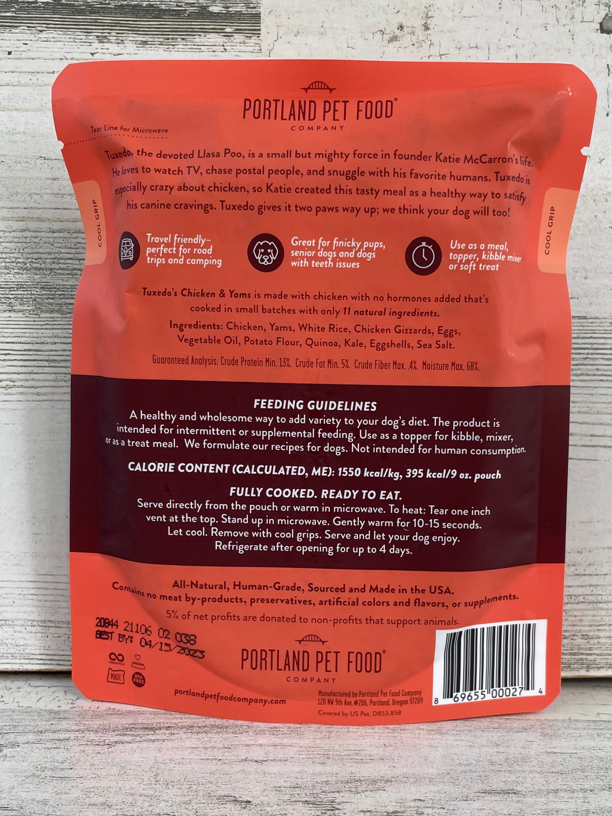 Premium Portland Pet Food - Tuxedo's Chicken & Yams Recipe for Dogs - Grain-Free, High-Protein Dry Dog Food - Perfect for Adult Dogs & Sensitive Stomachs - Ideal for Daily Meals, Training Treats & Weight Management
