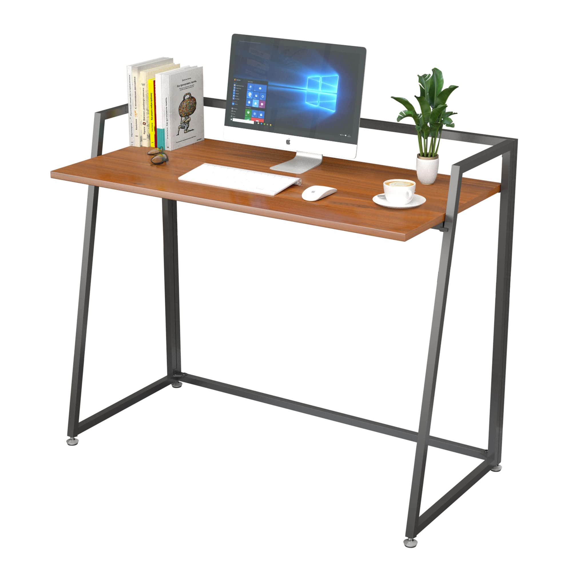 Eureka Ergonomic 41 Inch Foldable Computer Desk - Compact Folding Table for Home Office, Study & Small Spaces | Free Assembly, Walnut Finish | Perfect for Remote Work, Gaming & Writing