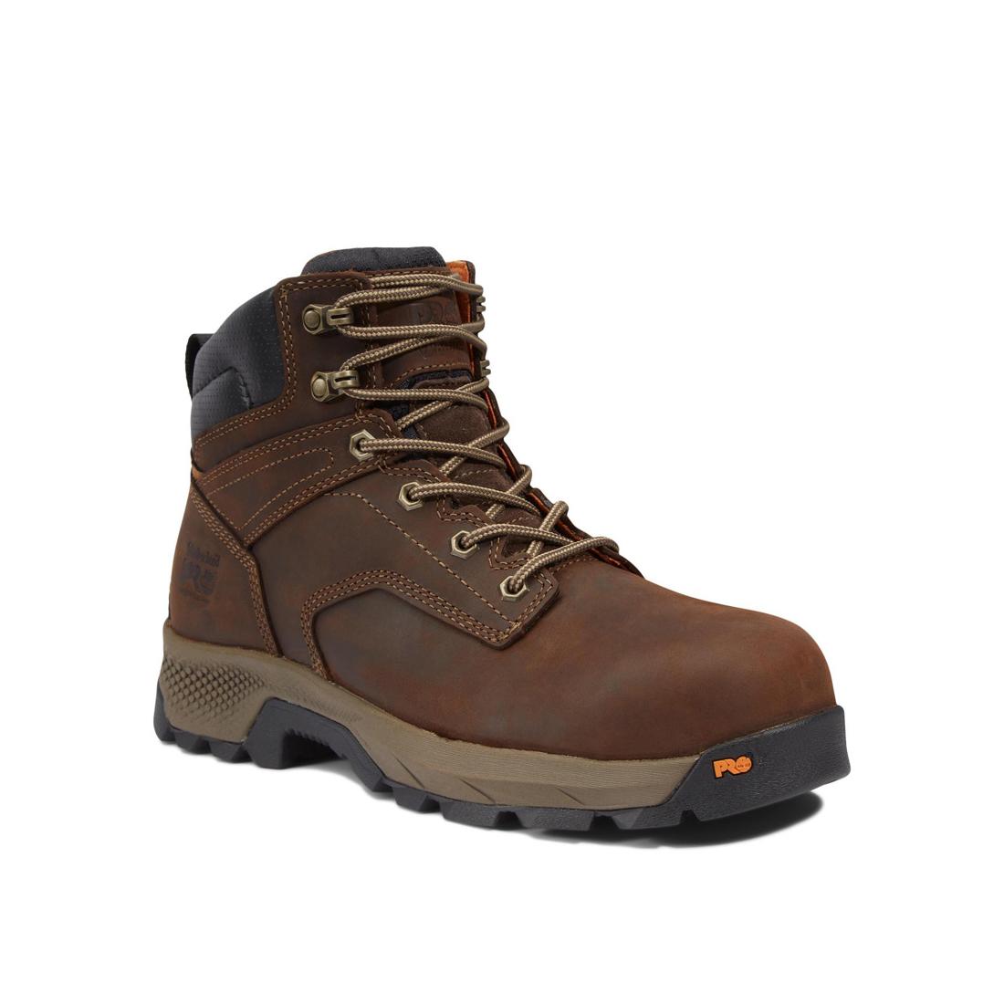 Titan EV 6 Inch Composite Toe Work Boots for Men - Brown Safety Shoes for Construction, Warehouse & Outdoor Work - ASTM F2413-18 Certified