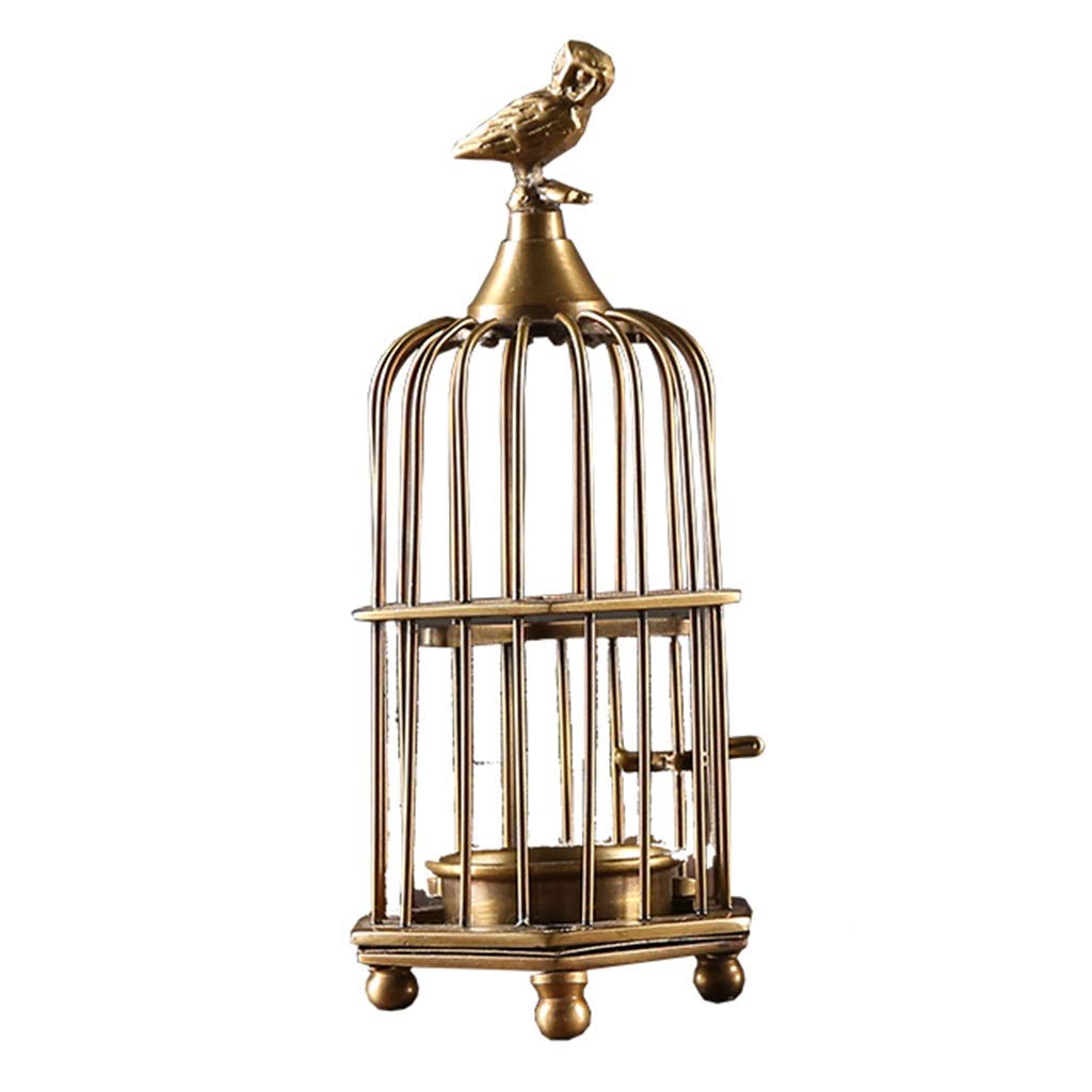 Vintage Brass Birdcage Candle Holder - American Style Decorative Indoor Candlestick for Home Decor | Perfect Gift Idea for Weddings, Dining Table Centerpiece & Romantic Ambiance