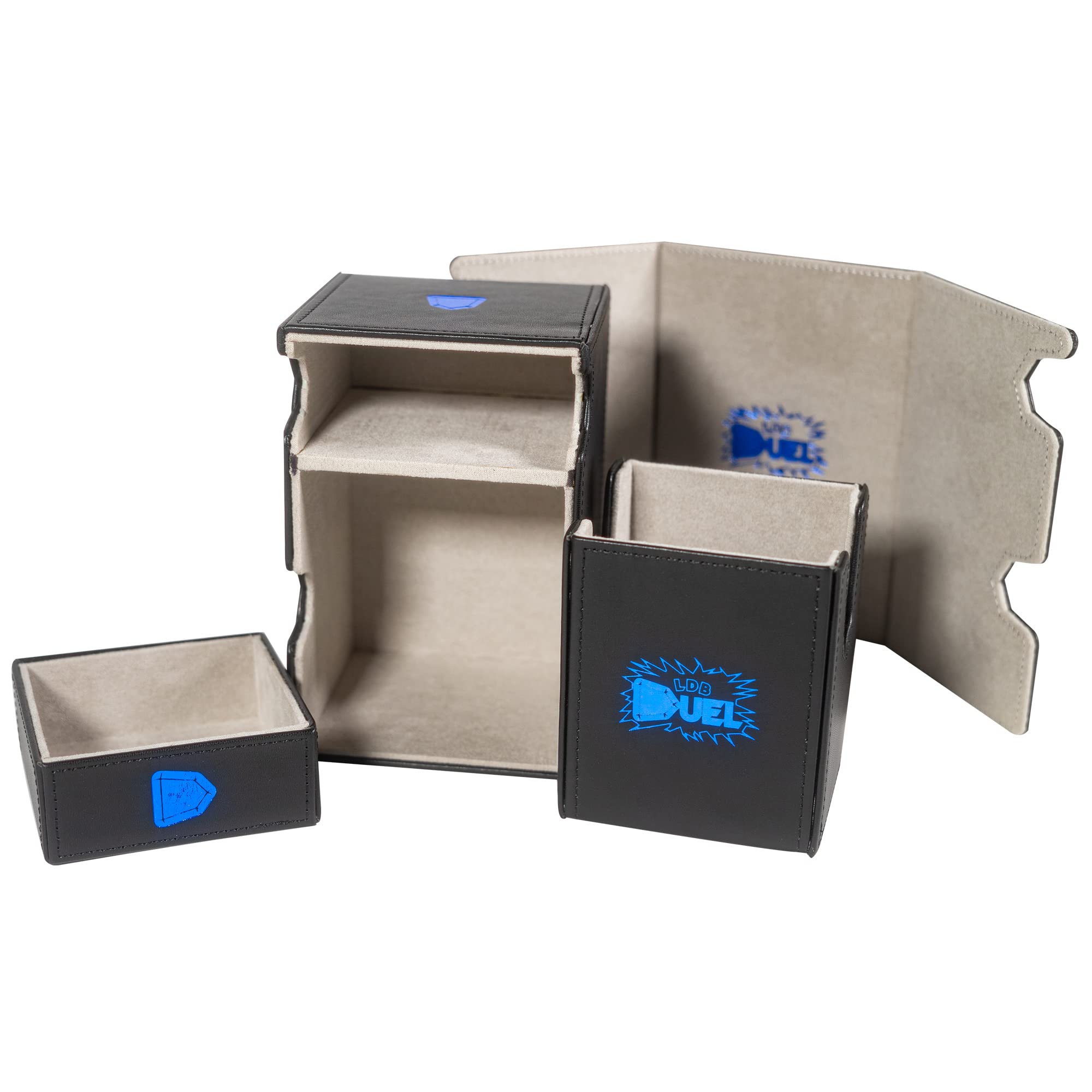 Premium Black Faux Leather Chippo Mach 3 Deck Box - Holds 100 Double-Sleeved Cards with Removable Lid & Built-in Dice Tray - Compatible with MTG, Yu-Gi-Oh, Digimon TCG - Perfect for Game Nights, Tournaments & Card Storage