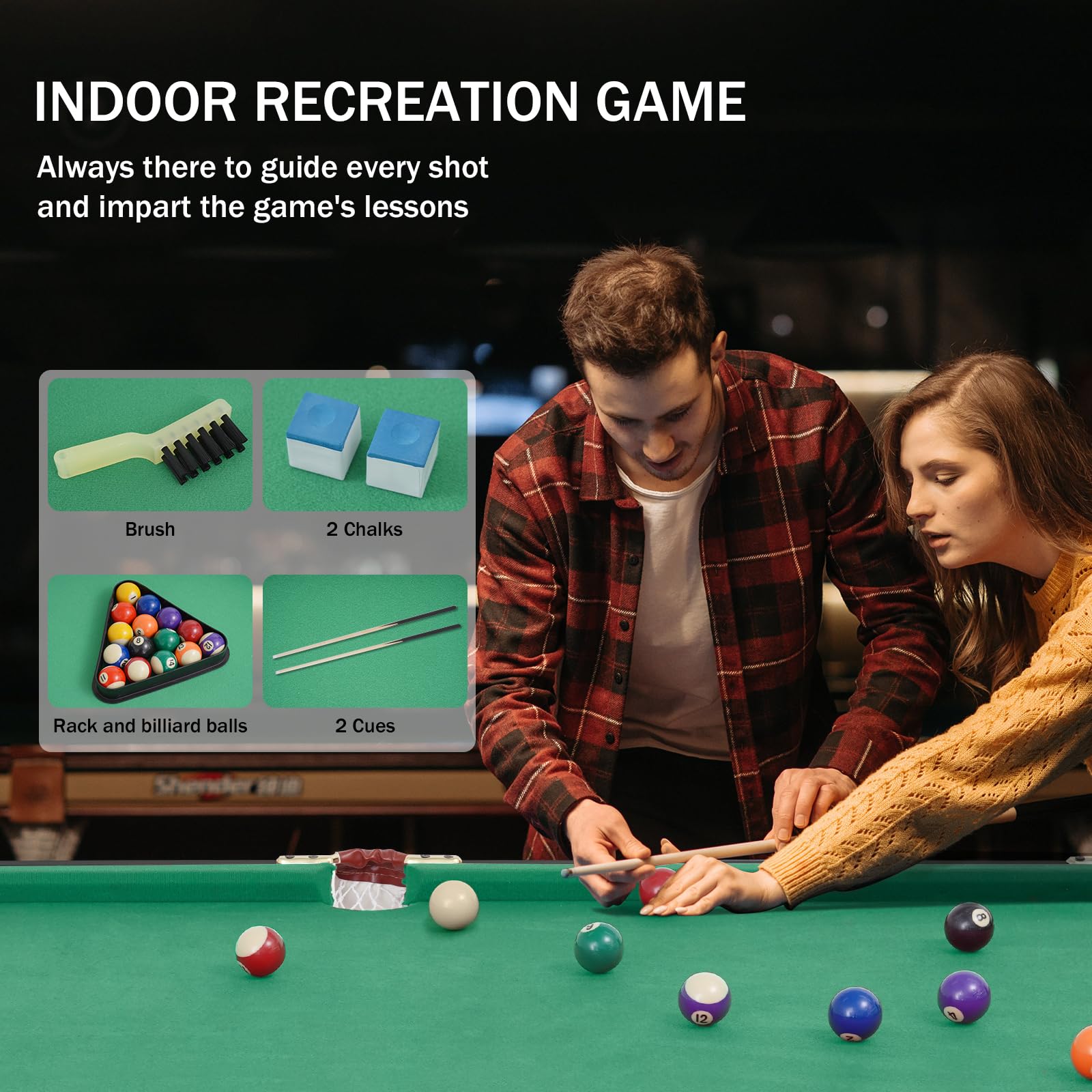 Portable Folding Billiard Table Set - Indoor & Outdoor Pool Table with Cues, Triangle, Chalk & Brush - Perfect for Game Rooms, Basements, Patios & Backyard Entertainment (Kids & Adults)