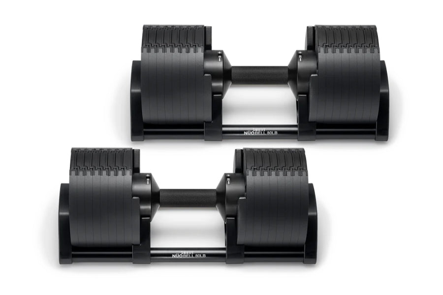 NÜOBELL 80lb Adjustable Dumbbells Set - Matte Black Weight Dumbbells for Home Gym, Strength Training & Fitness Workouts - Perfect for Men & Women