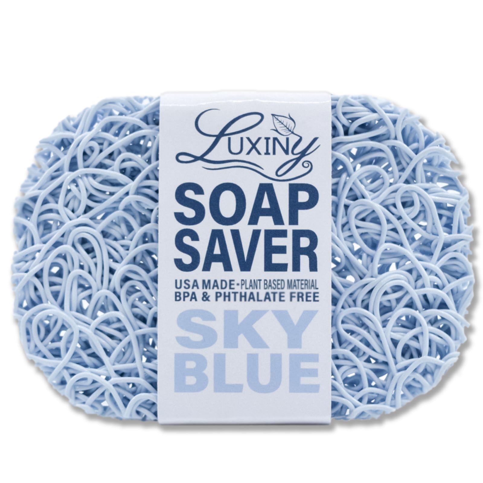 Luxiny Plant-Based Soap Saver & Shampoo Bar Holder - American Made, Extends Soap Life, Fits All Soap Dishes & Shower Holders (Sky Blue) - Perfect for Bathroom, Shower & Travel Use