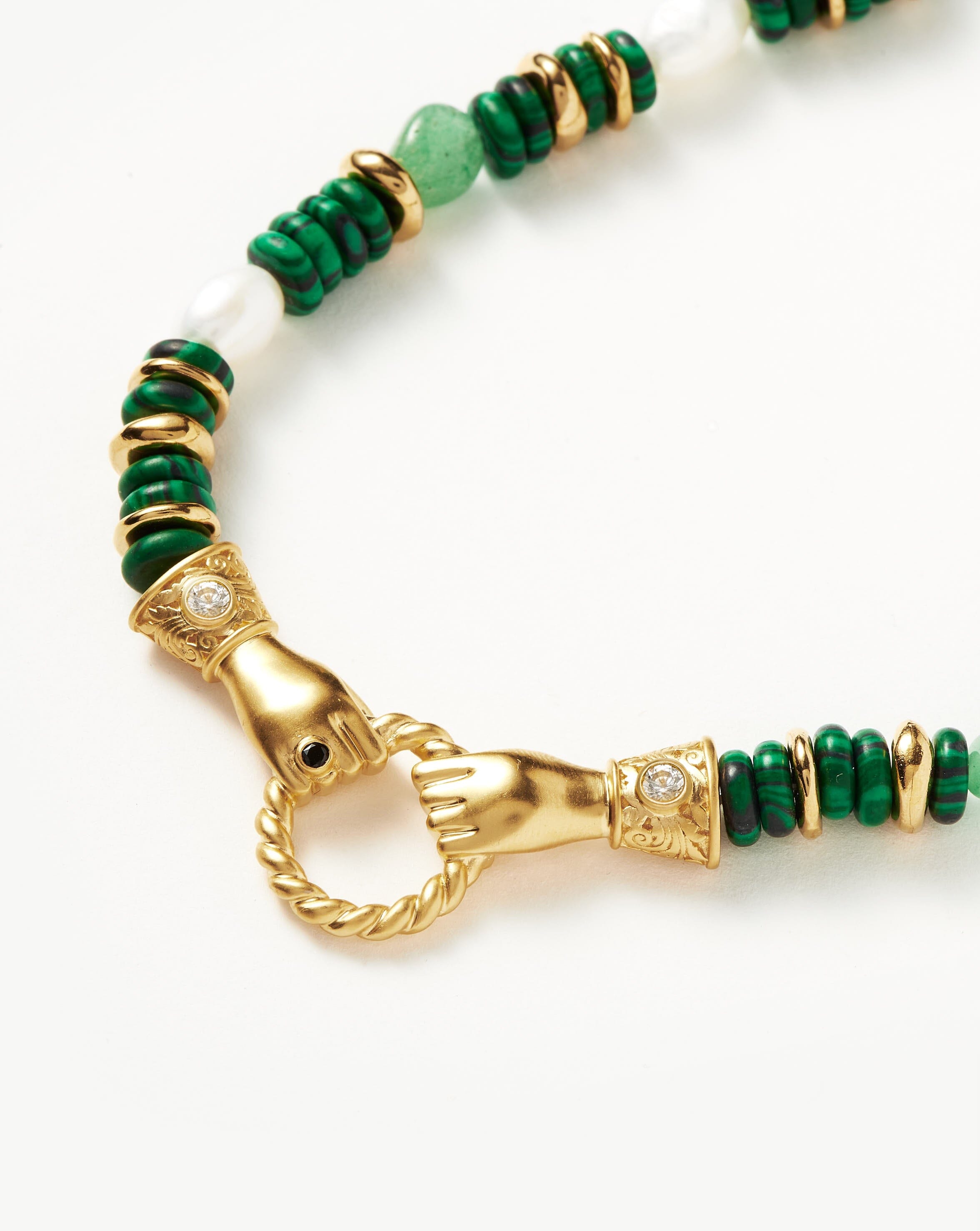 Harris Reed Chunky Beaded Gemstone Necklace - 18k Gold Plated Multi Green Gemstone & Pearl Statement Jewelry for Women | Perfect for Parties, Weddings & Special Occasions