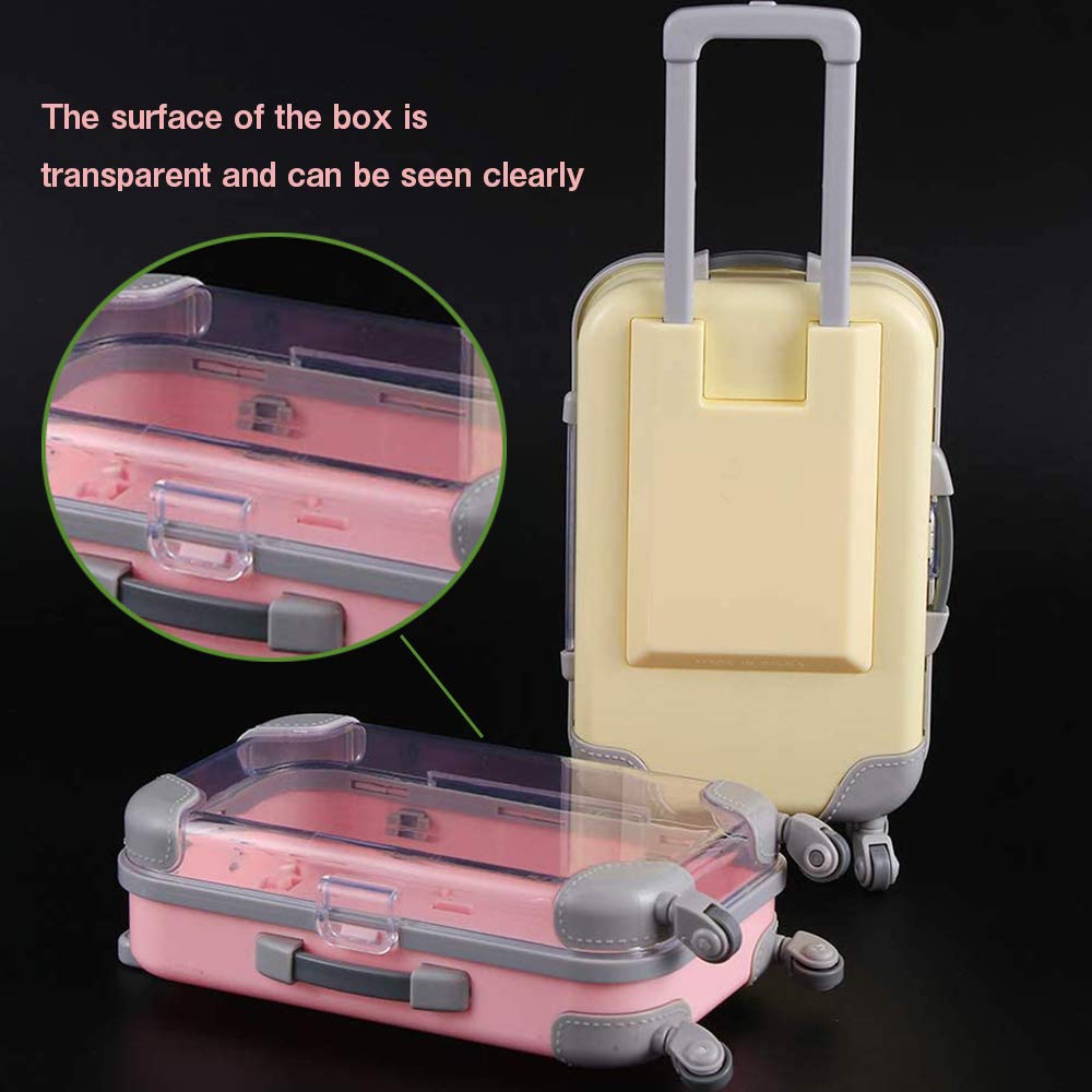 False Eyelashes Packaging Box - Mini Trolley Luggage Style Jewelry Storage Organizer Case (Yellow) | Perfect for Makeup Artists, Beauty Salons & Travel Accessories Organization