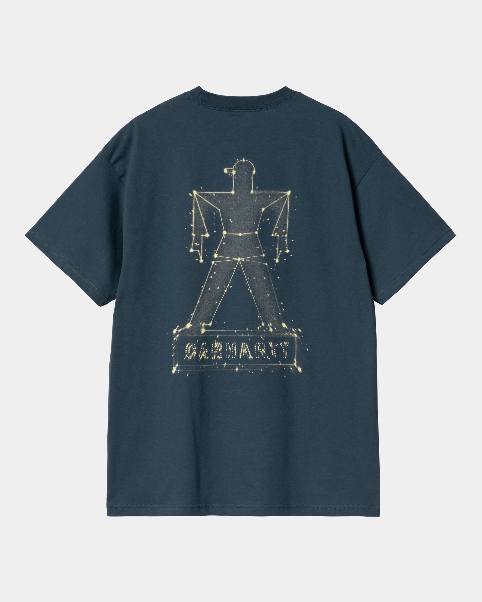 Stargazer Graphic T-Shirt for Men & Women - Soft Cotton Vintage Space Print Tee in Dusky Blue & Yellow | Casual Wear, Gift Idea, Astronomy Lovers