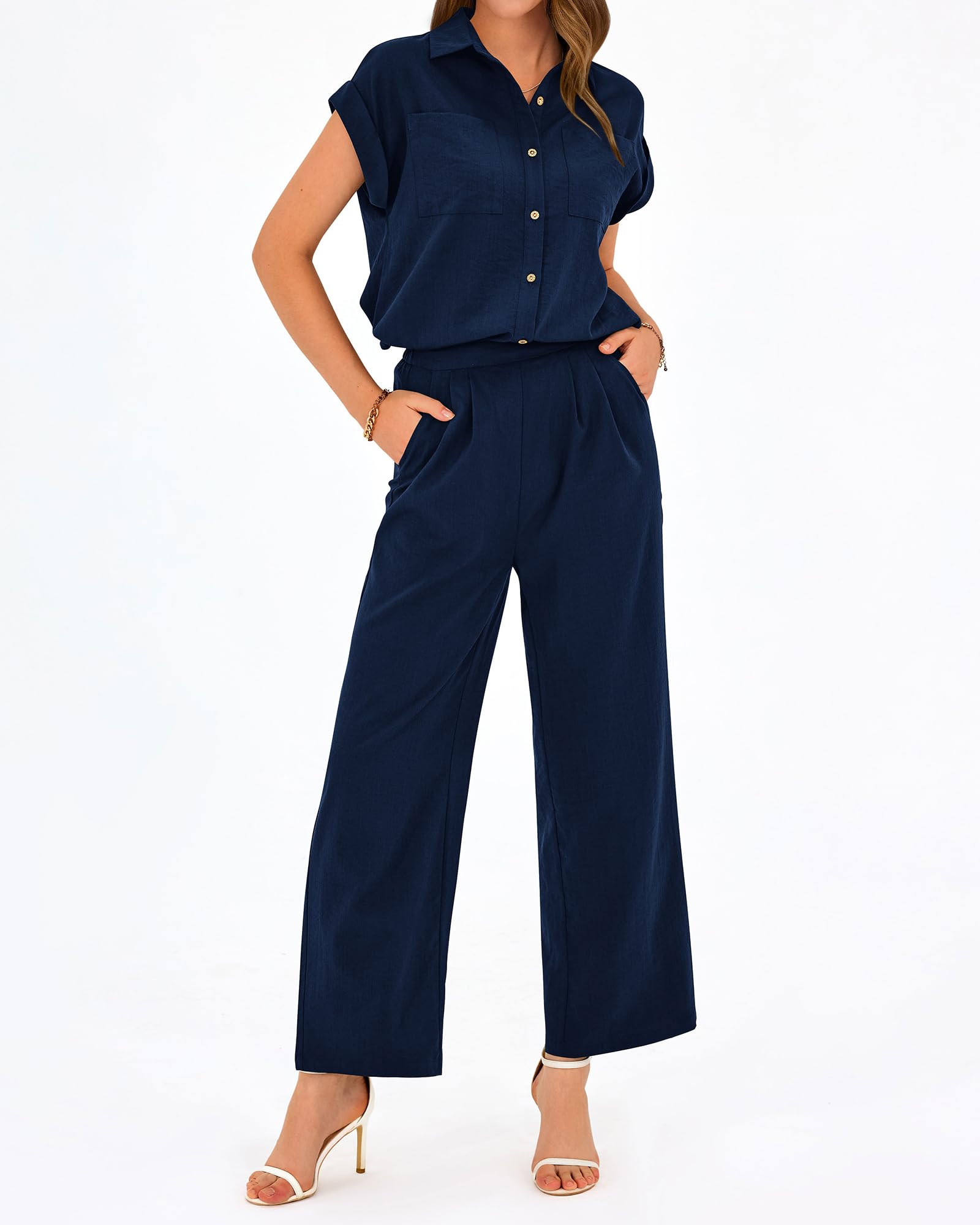 PRETTYGARDEN Women's 2-Piece Summer Outfit Set - Cap Sleeve Top & Palazzo Pants for Casual, Vacation & Travel | Dressy Lounge Wear for Beach, Brunch & Date Nights