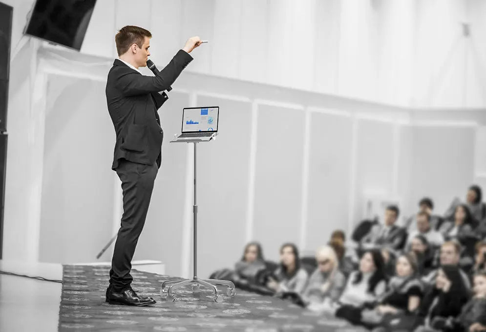 Heavy Duty Rolling Floor Stand with Mount - Adjustable Height & Durable Construction for Studio, Stage, and Event Use