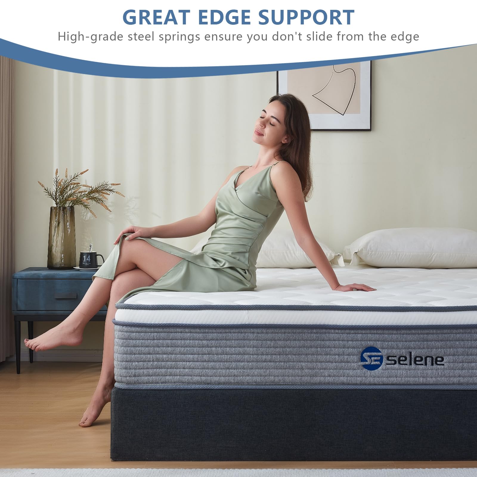 10 Inch Queen Size Mattress - Pocket Spring & Memory Foam Hybrid for Pressure Relief & Motion Isolation - Medium Firm Mattress in a Box with Edge Support - CertiPUR-US Certified (Grey) - Perfect for Back Pain Relief & Couples' Bedrooms