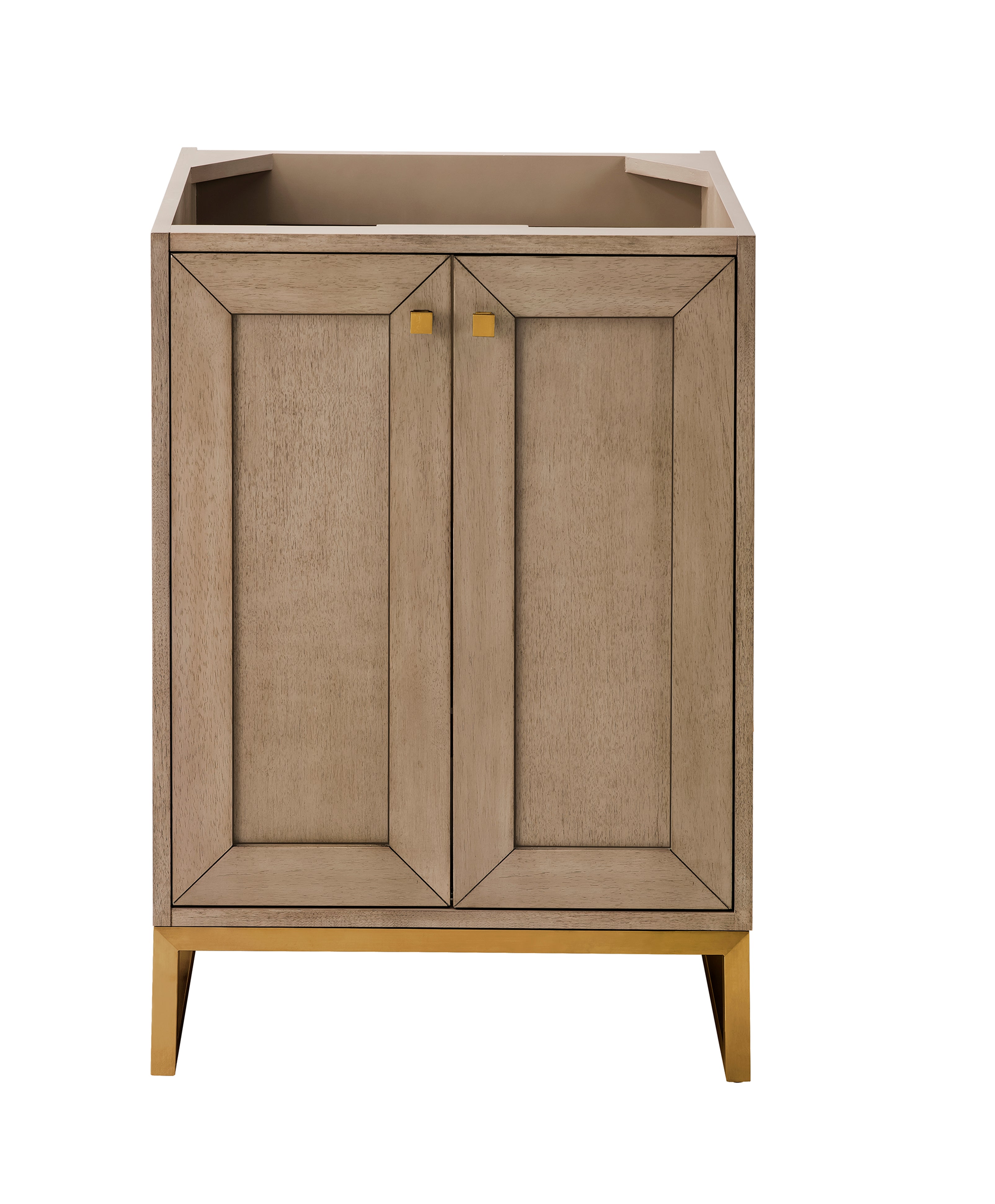 Chianti 24 Inch Single Vanity Cabinet - Whitewashed Walnut Finish with Radiant Gold Hardware | Perfect for Bathroom Storage & Modern Home Decor