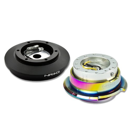 NRG Innovations 6-Hole Aluminum Ball Bearing Short Hub Adapter with Gen 2.8 Neo Chrome Silver Quick Release (SRK-121H+280SL-MC) - Compatible with Racing Simulators & Custom Car Steering Wheels