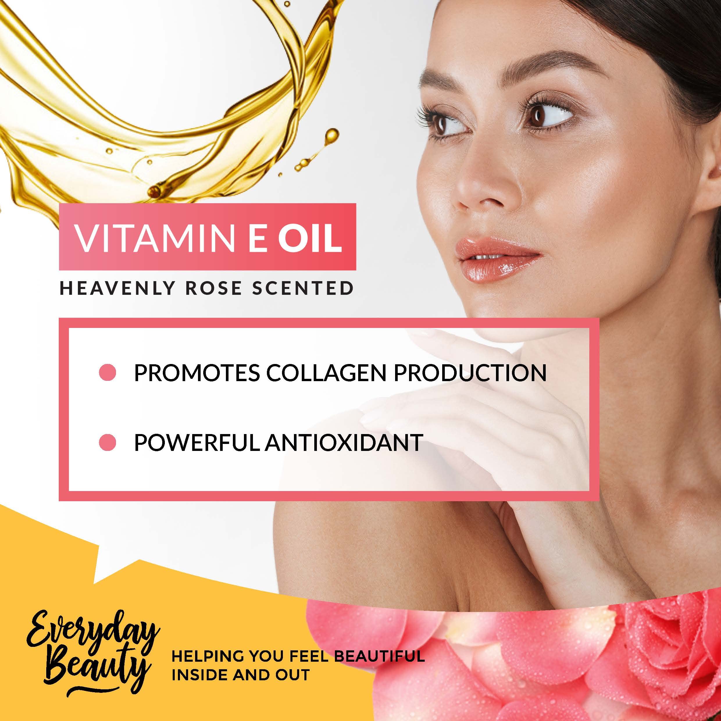 Organic Vitamin E Oil 32 oz - USDA Certified 100% Natural Plant-Based with Heavenly Rose Scent - Lightweight Formula for Scars, Face, Skin & Nails - Perfect for Post-Surgery Care, Anti-Aging & Daily Moisturizing