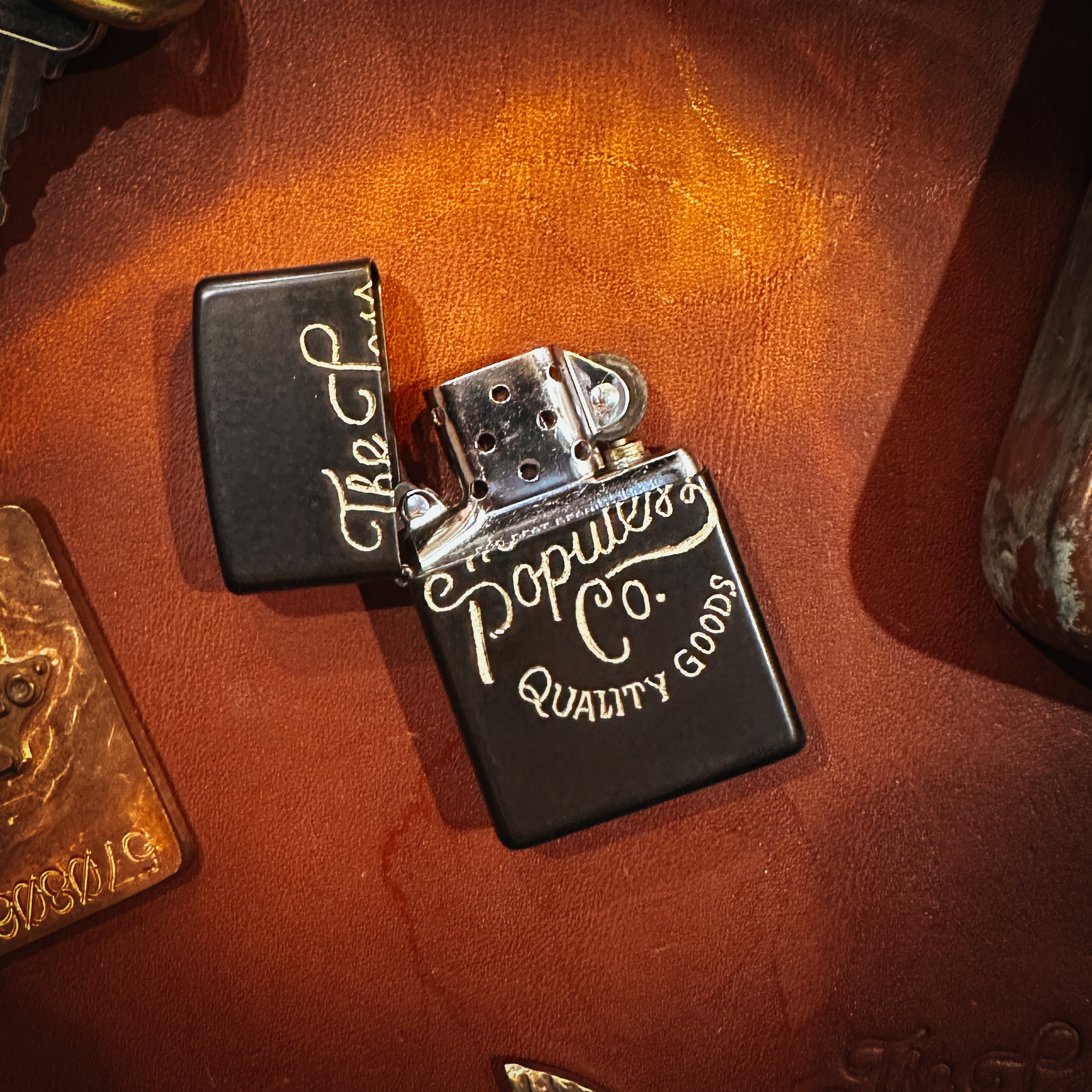 BROOKHAYL x POPULESS Limited Edition Hand Engraved Zippo® Lighter 005 - Black Matte Finish | Perfect for Collectors, Gifts & Everyday Carry