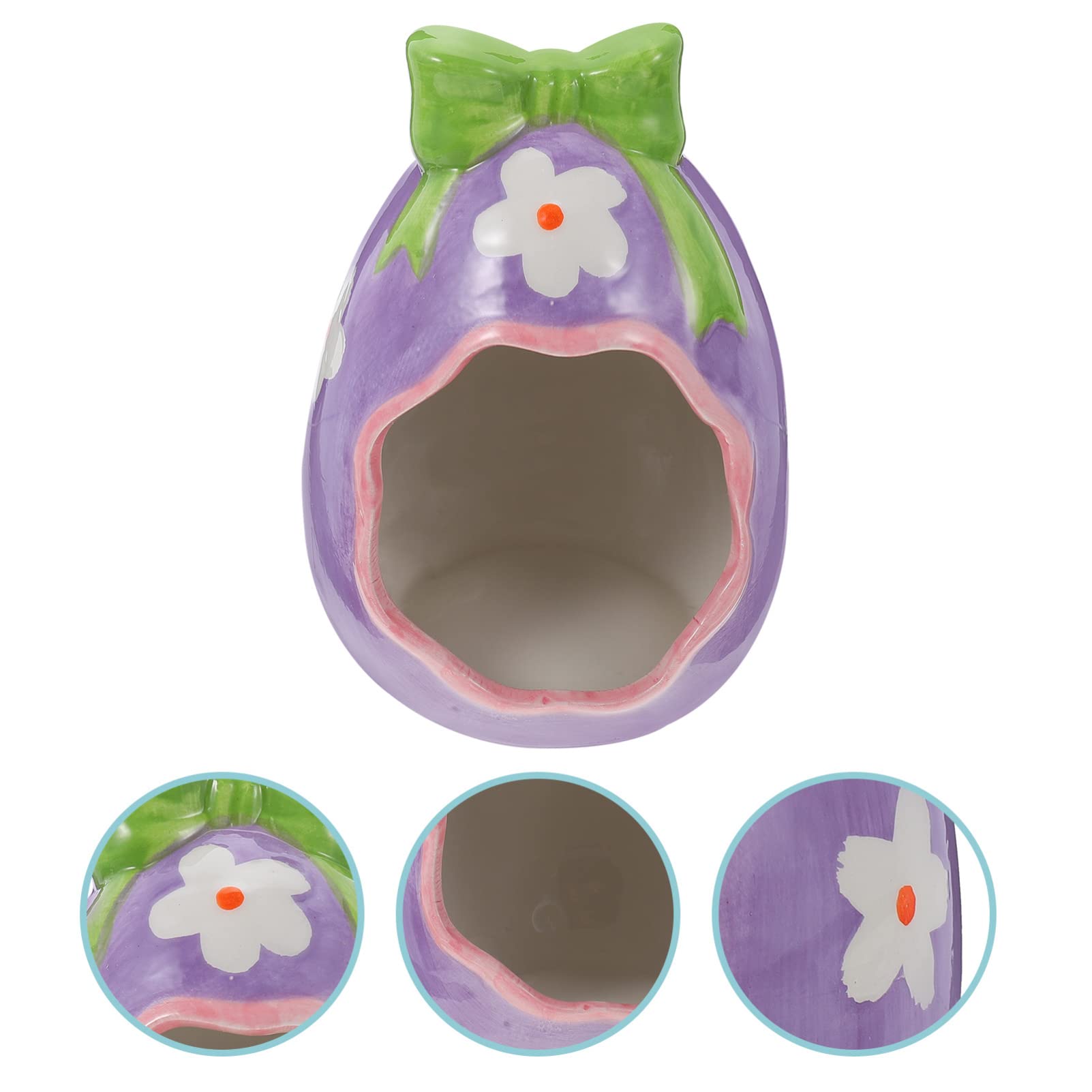 POPETPOP Ceramic Hamster Cooling House - Small Animal Hideout for Hamsters, Guinea Pigs & Rats - Breathable Summer Nest with Natural Cooling - Perfect for Cage Decor & Small Pet Habitat Accessories (Ideal for Hot Weather & Stress Relief)