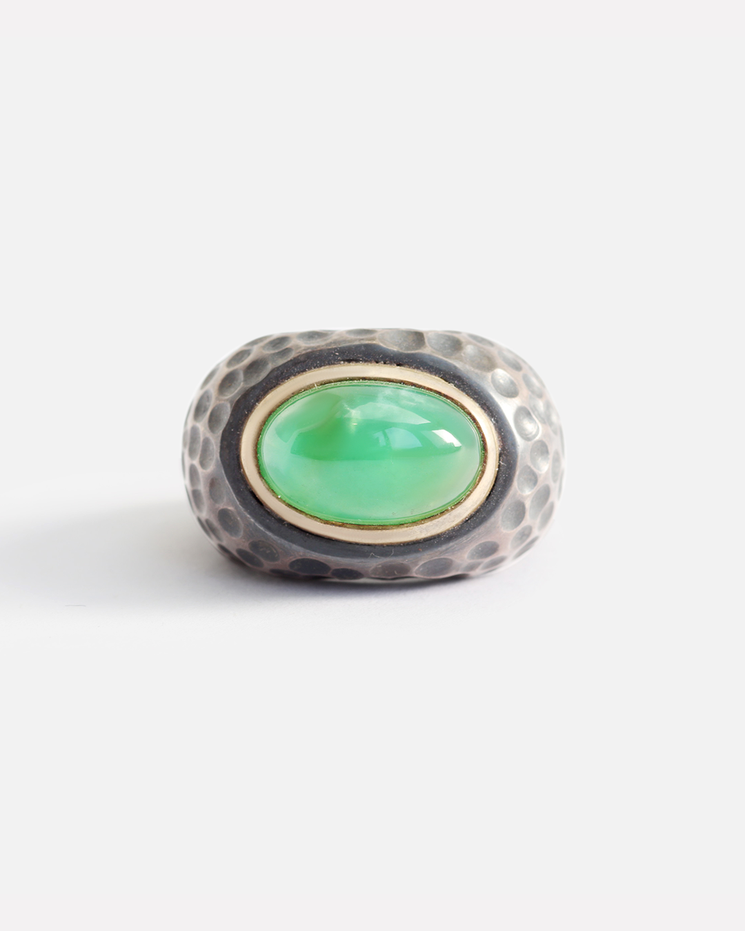 Natural Honeycomb Chrysoprase Gemstone Ring for Women - Handmade Sterling Silver Adjustable Boho Jewelry - Perfect for Everyday Wear, Gift Giving & Spiritual Healing