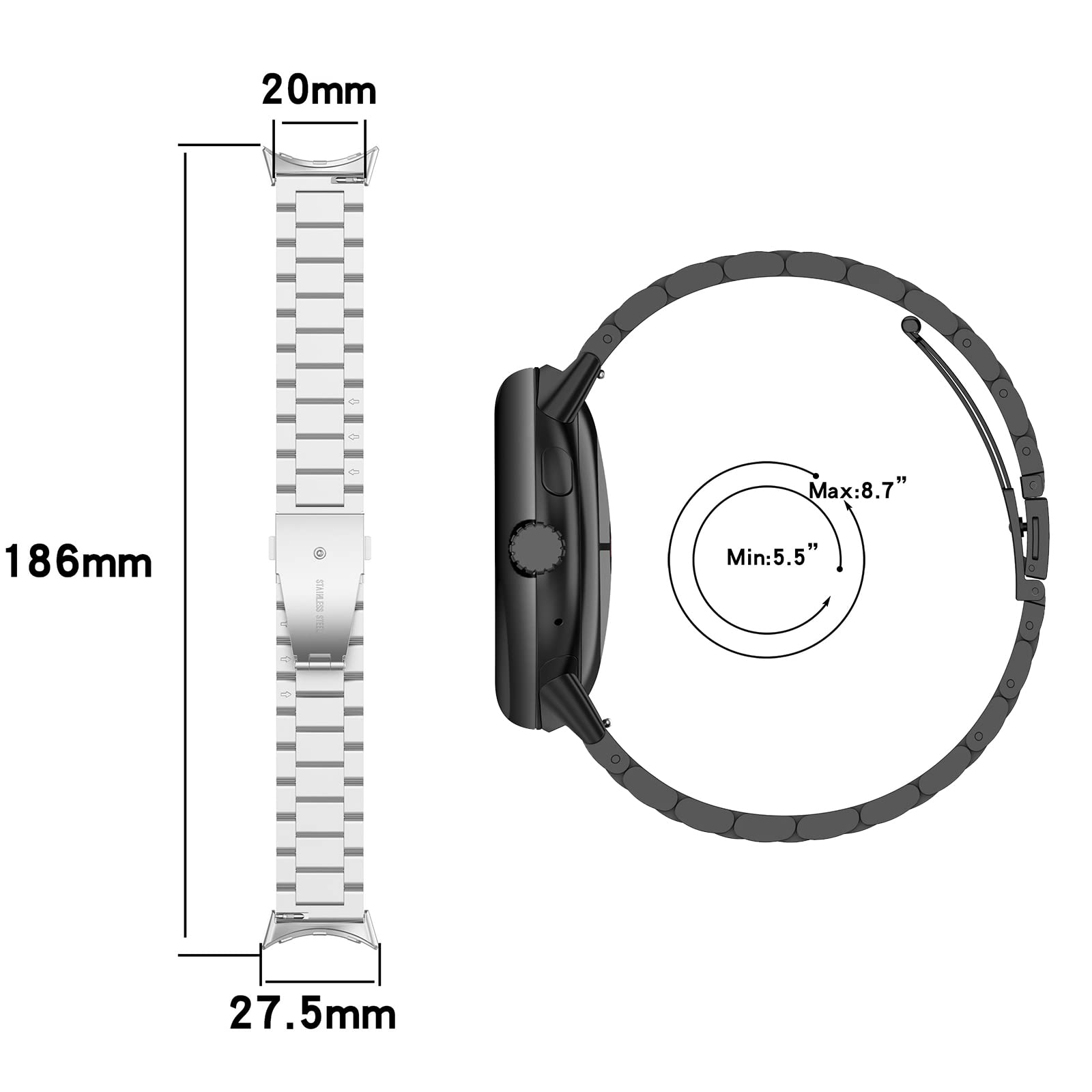 Stainless Steel Watch Band for Google Pixel Watch 3 41mm/Pixel Watch 2/Pixel Watch 1 - Adjustable Replacement Strap Wristband Accessories (Not Compatible with Pixel Watch 3 45mm) | Perfect for Workouts, Business Meetings & Everyday Wear