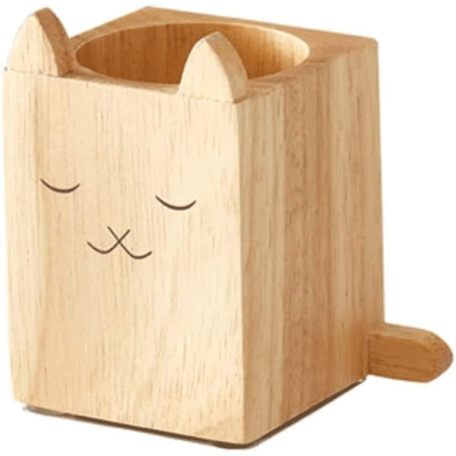 Wooden Desk Pencil Pen Holder - Creative Multifunctional Stationery Organizer, Square Makeup Brush Storage Box for Office & Home Use (Style B) - Perfect for Work Desks, Study Tables, and Vanity Organizers