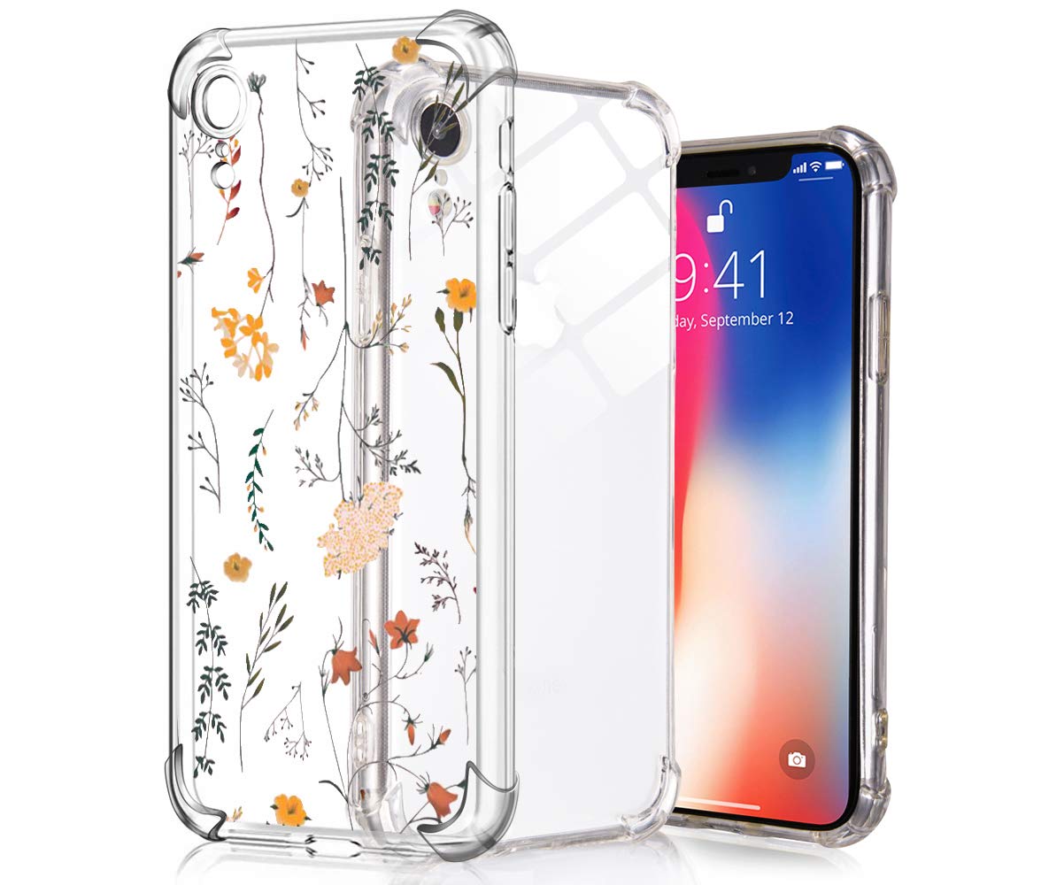 Idocolors Cute Clear Shockproof Soft Silicone Case for iPhone 11 Pro Max - Slim Anti-Drop Bumper Cover with Flower Wildflowers Design for Girls & Kids | Perfect for School, Outdoor Activities and Daily Protection
