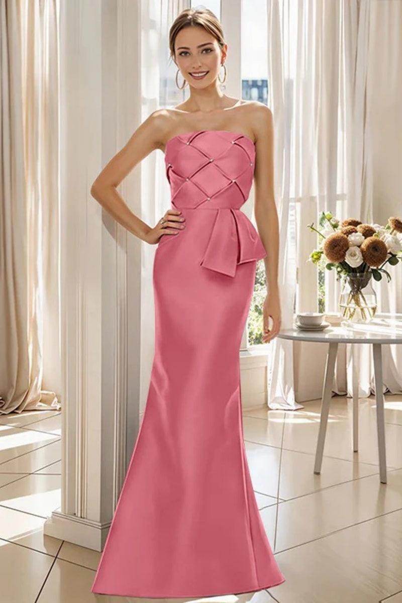Elegant Mermaid Strapless Sleeveless Floor Length Mother of the Bride Dress CM0371 - Perfect for Weddings, Proms & Formal Occasions