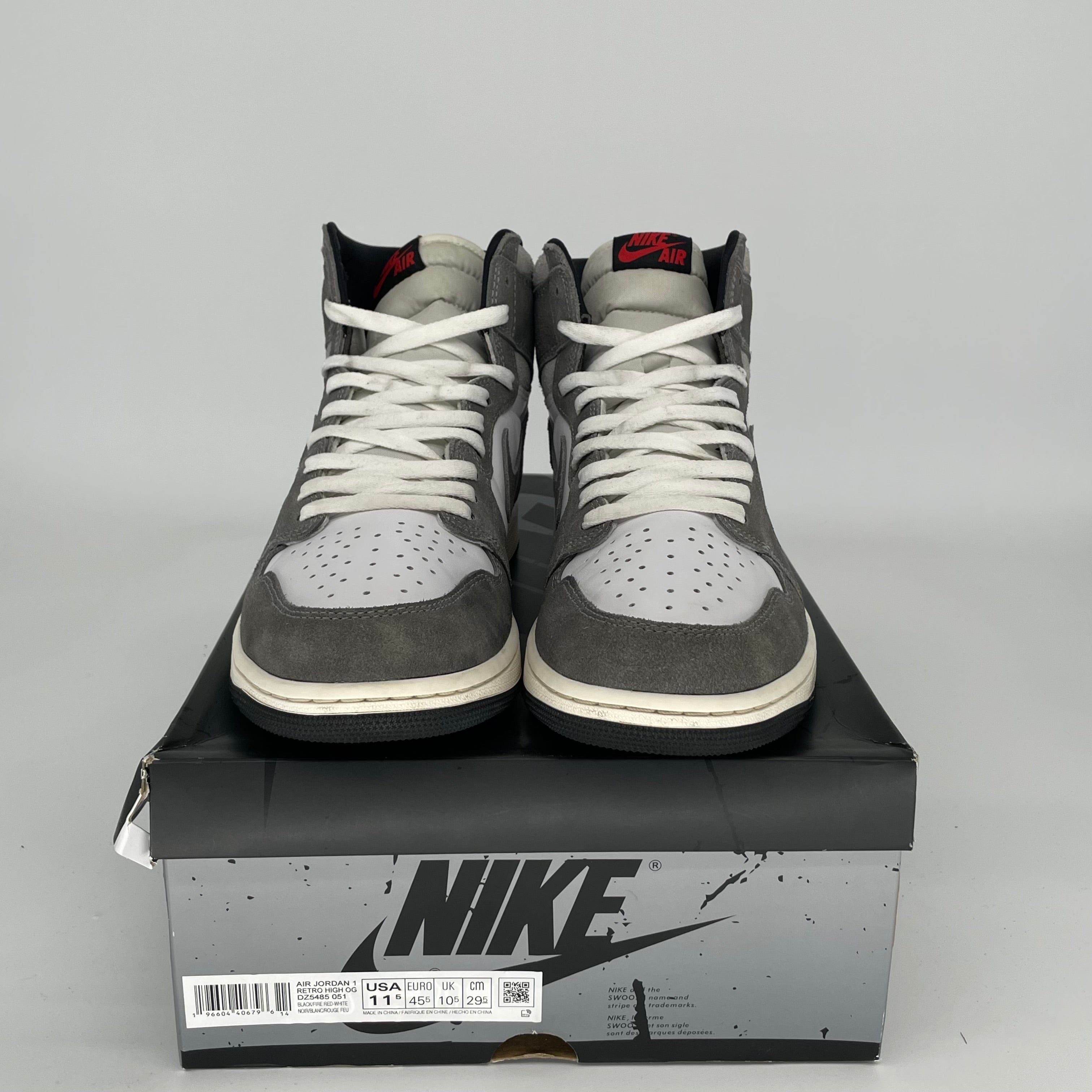 Original Air Jordan 1 Washed Black Men's Basketball Shoes Size 11.5 (DZ5485-051) - Retro High Tops for Sneaker Collectors & Streetwear Fashion