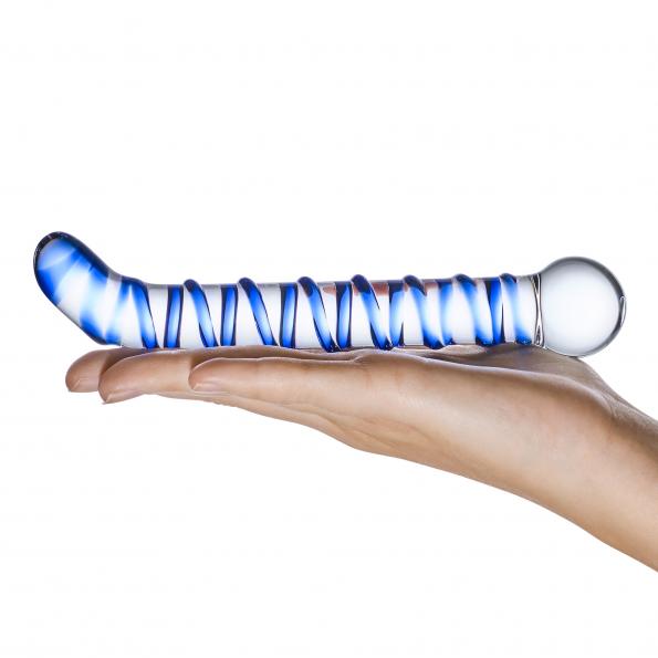 Premium 6.5 Inch G-Spot Glass Dildo - Mr. Swirly Textured Design for Enhanced Pleasure | Perfect for Couples Play & Solo Exploration | Sensual Massage & Temperature Play Toy